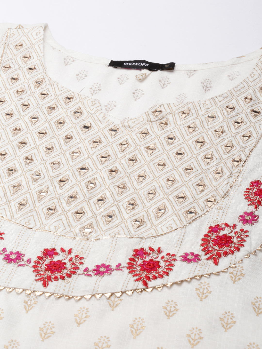 Women's Off White Floral Straight Kurta