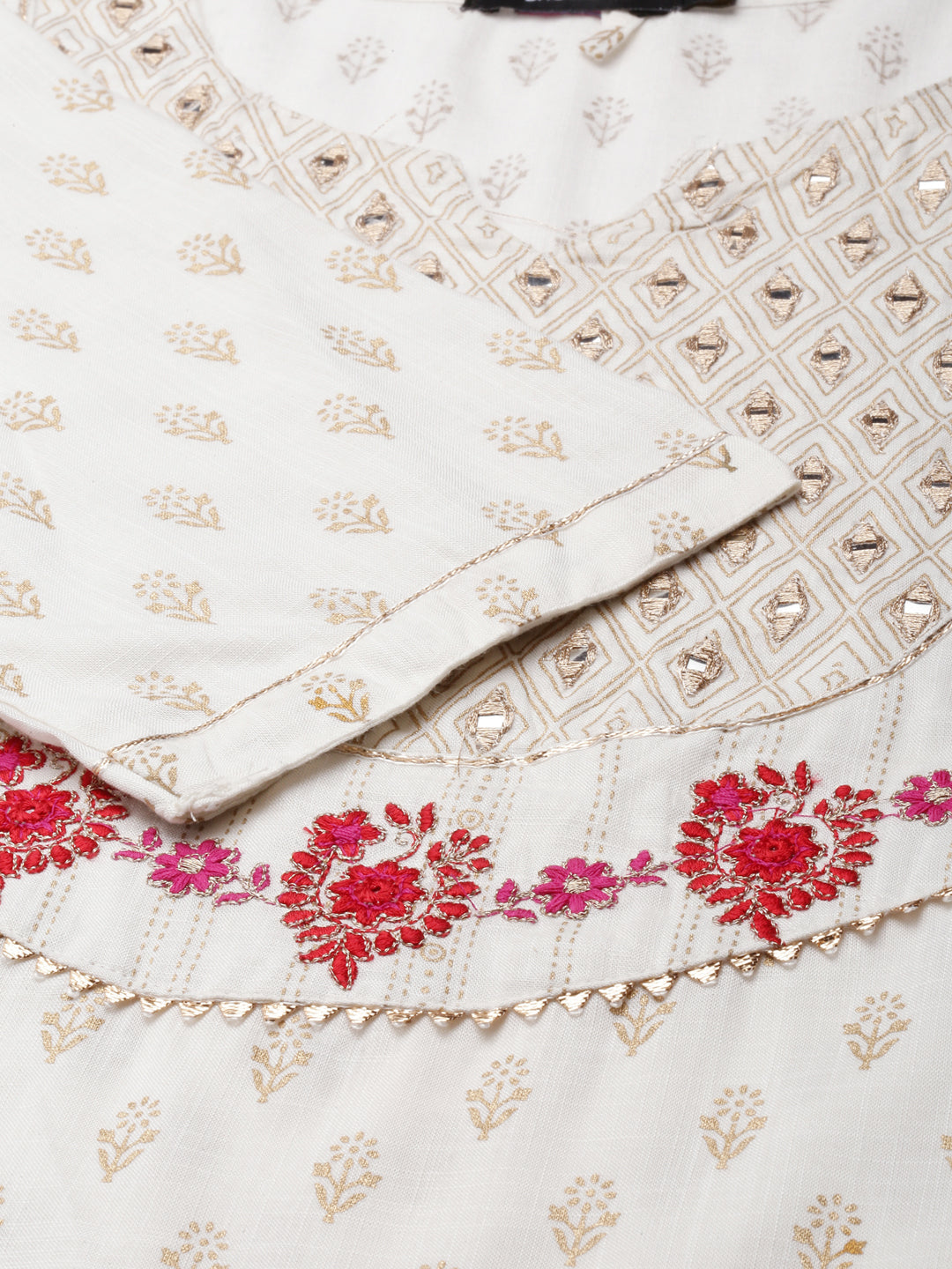 Women's Off White Floral Straight Kurta