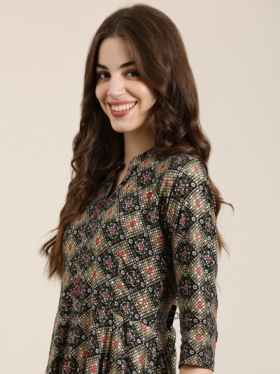 Women's Black Printed Anarkali Kurta