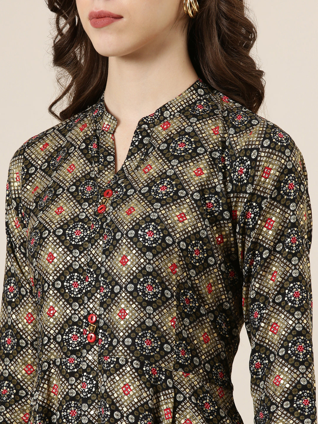 Women's Black Printed Anarkali Kurta