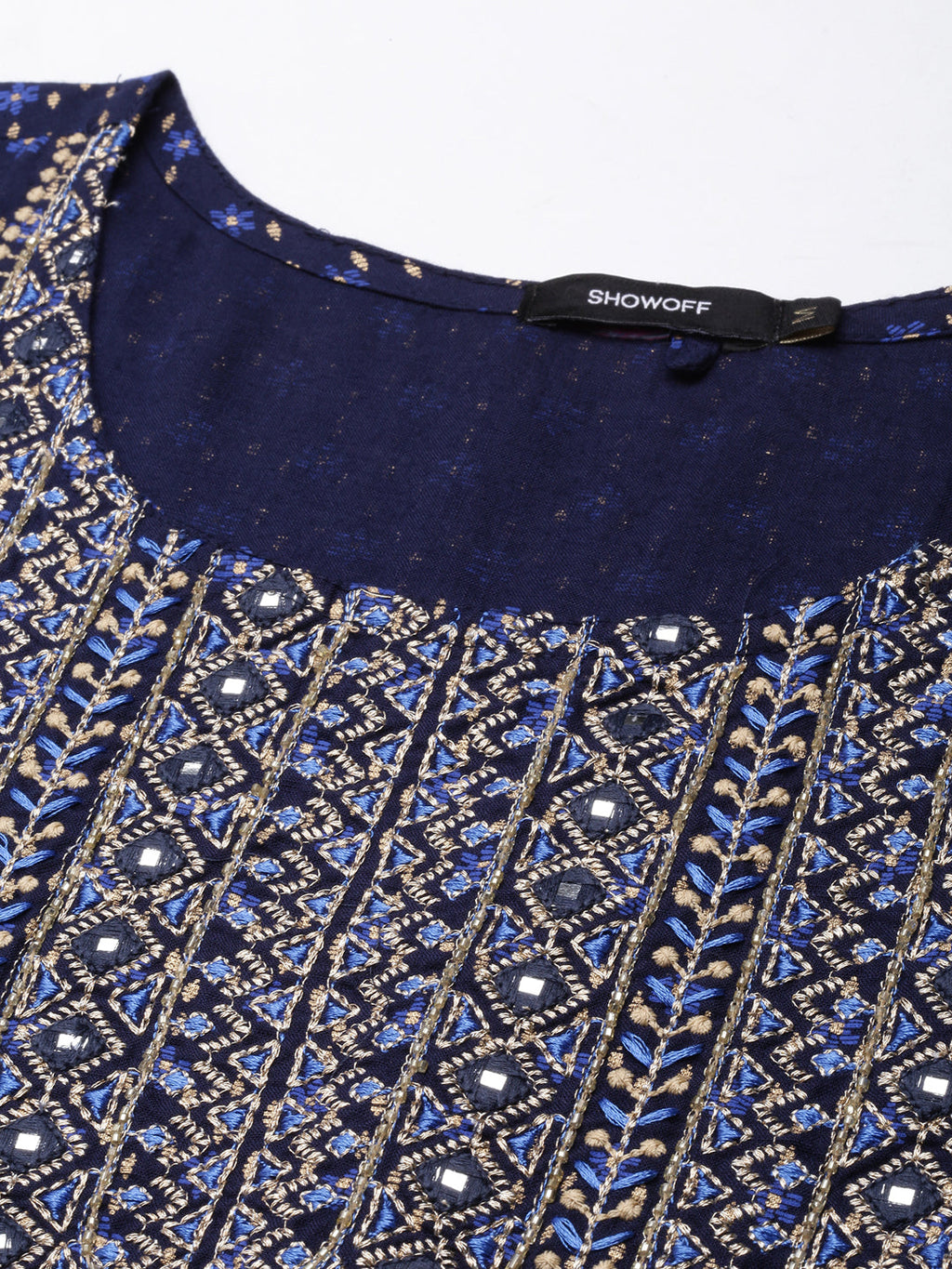 Women's Anarkali Floral Navy Blue Kurta