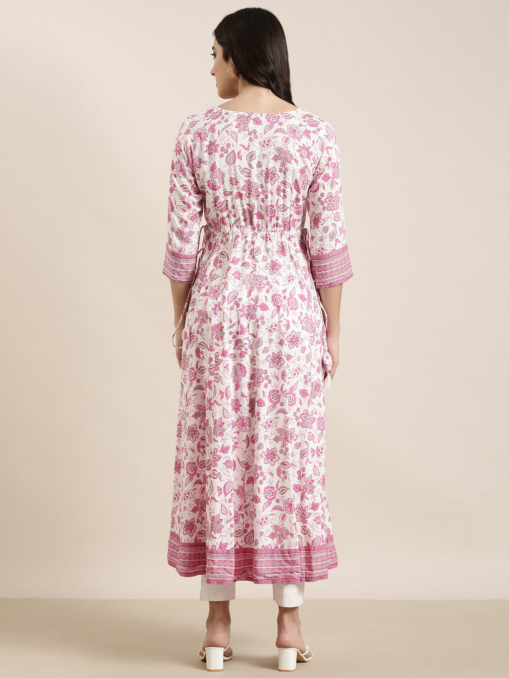 Women's Anarkali Pink Floral Kurta