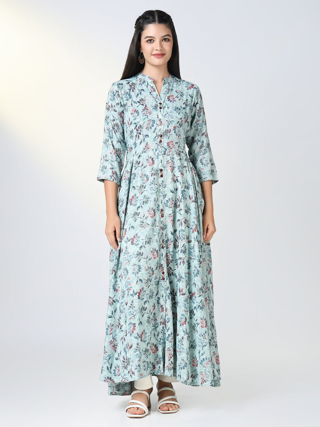 Women's Blue Floral Anarkali Kurta