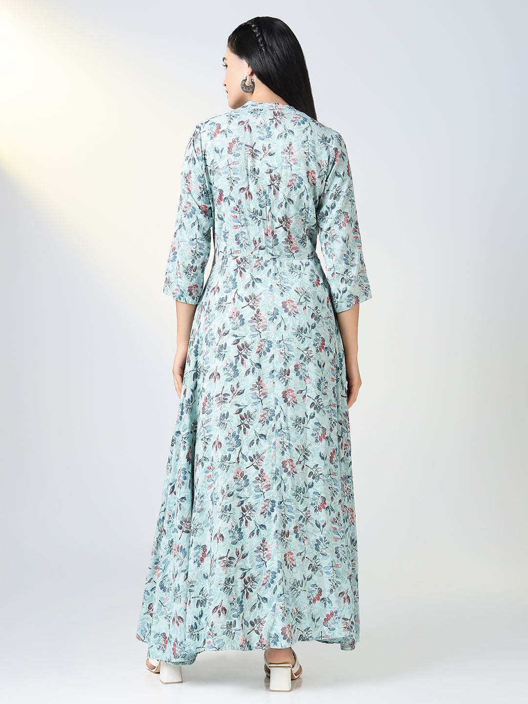Women's Blue Floral Anarkali Kurta