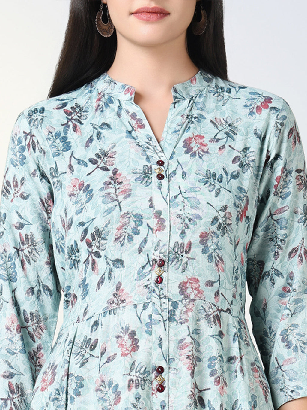 Women's Blue Floral Anarkali Kurta