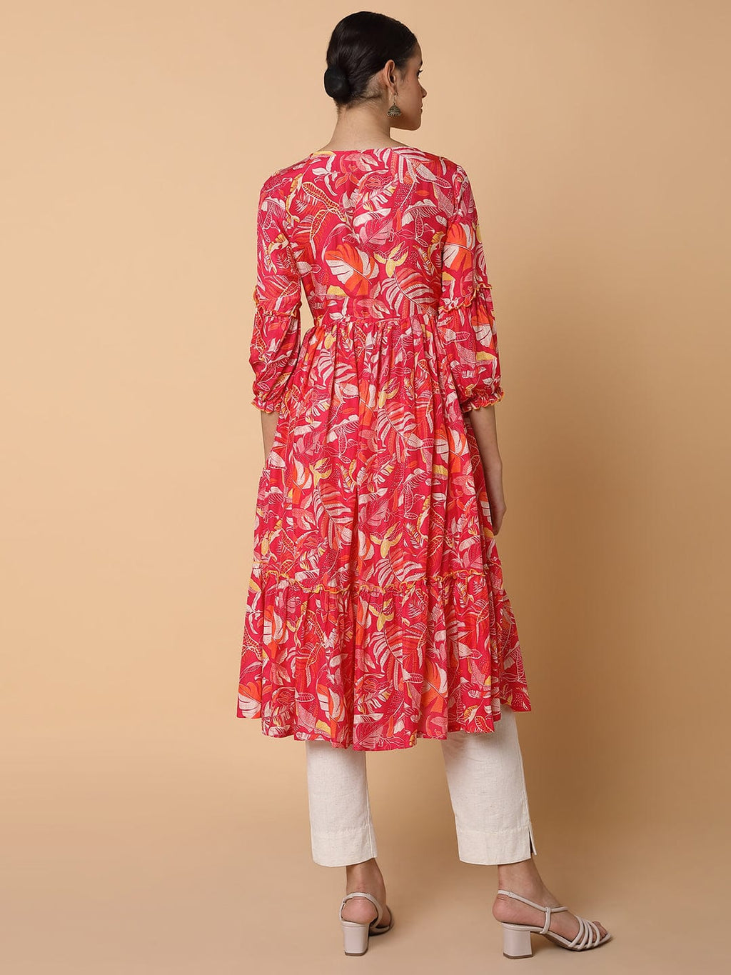 Women's Floral Pink Anarkali Kurta