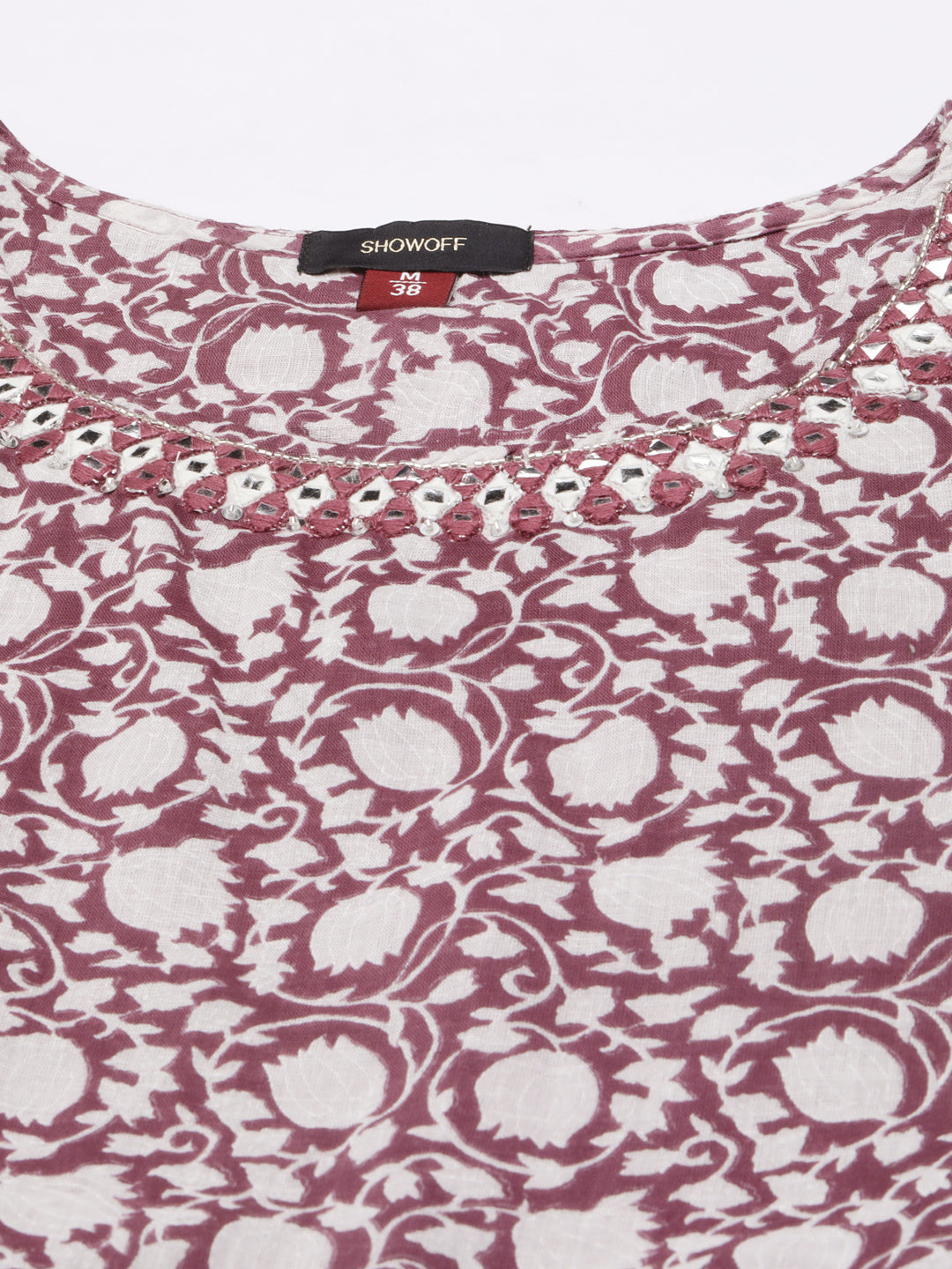 Women's Mauve Floral Printed Fit & Flare Dress