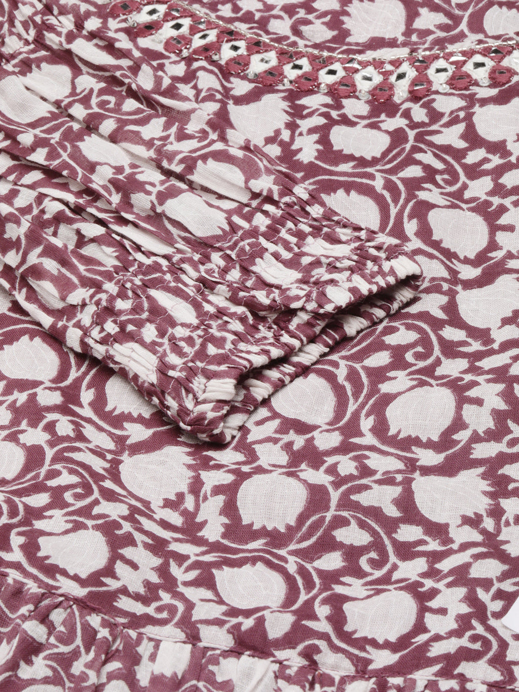 Women's Mauve Floral Printed Fit & Flare Dress