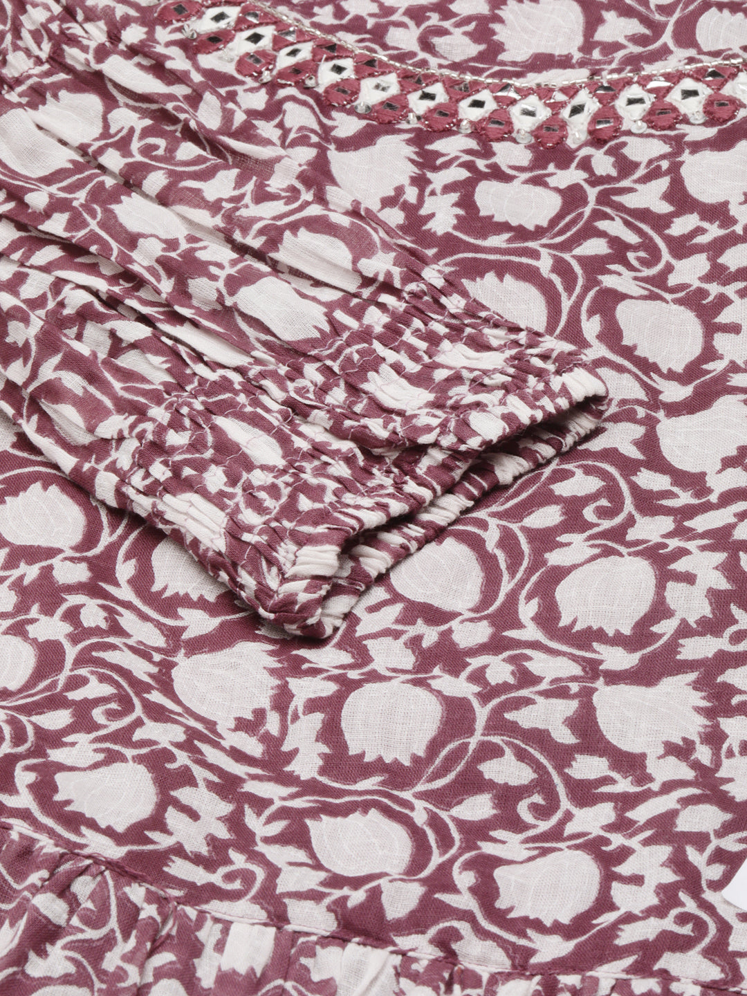 Women's Mauve Floral Printed Fit & Flare Dress