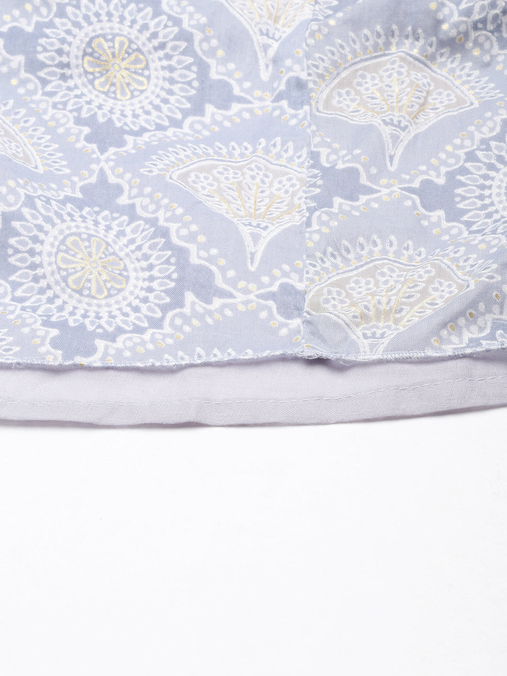 Women's Grey Ethnic Motifs Print Cotton Empire Kurta