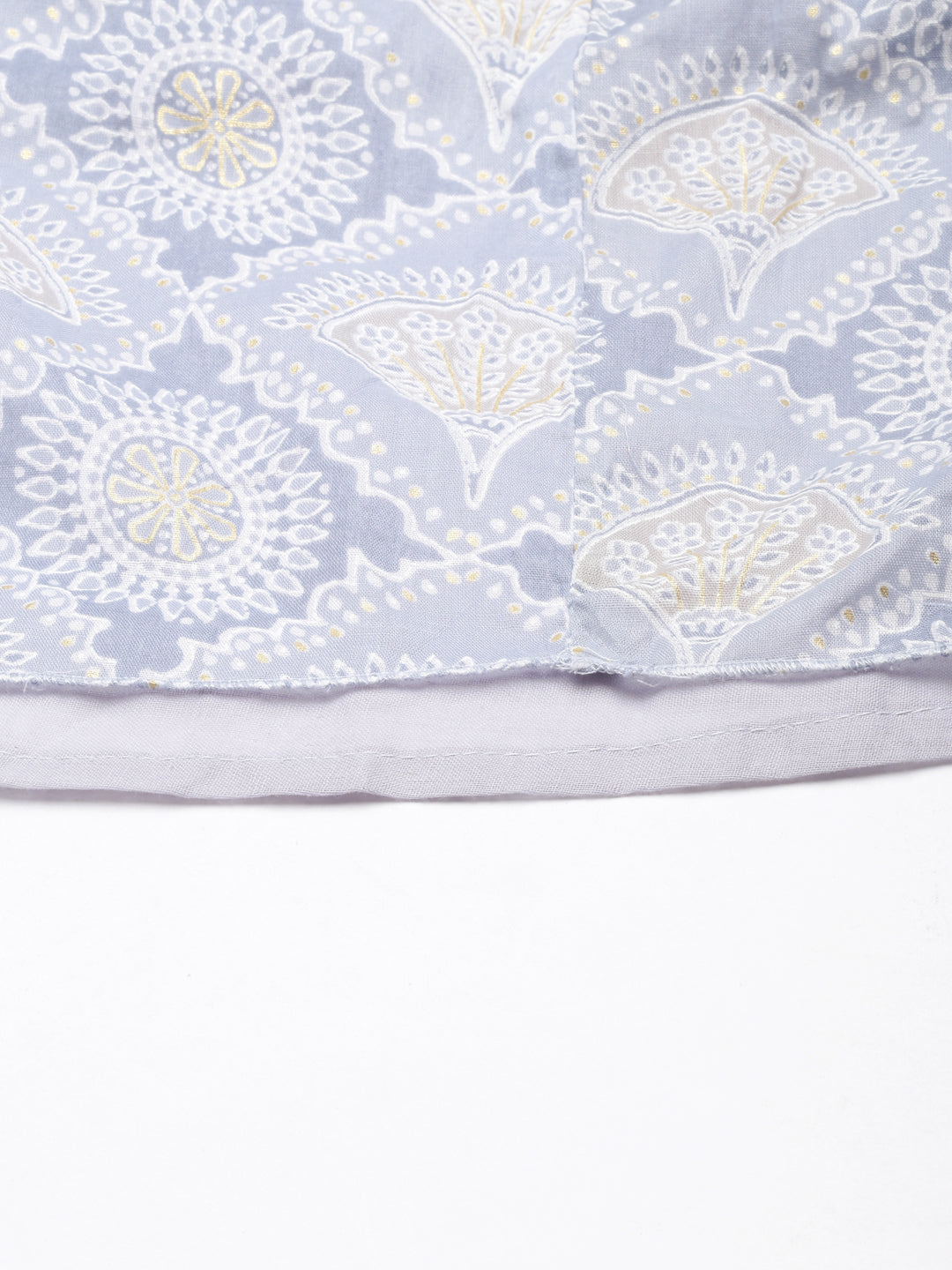 Women's Grey Ethnic Motifs Print Cotton Empire Kurta