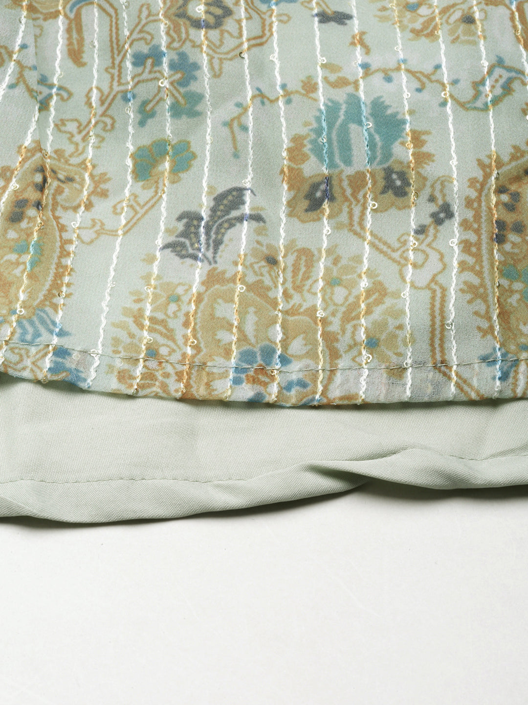 Women's Sea Green Ethnic Motifs Printed Fit & Flare Midi Dress