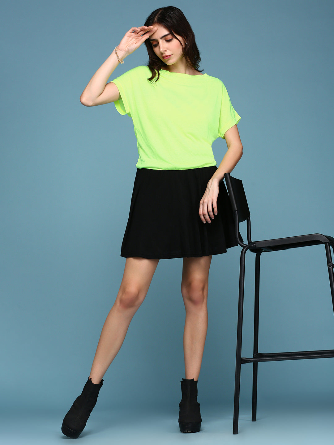 Women's Green Colour blocked Extended Sleeves Peplum Dress
