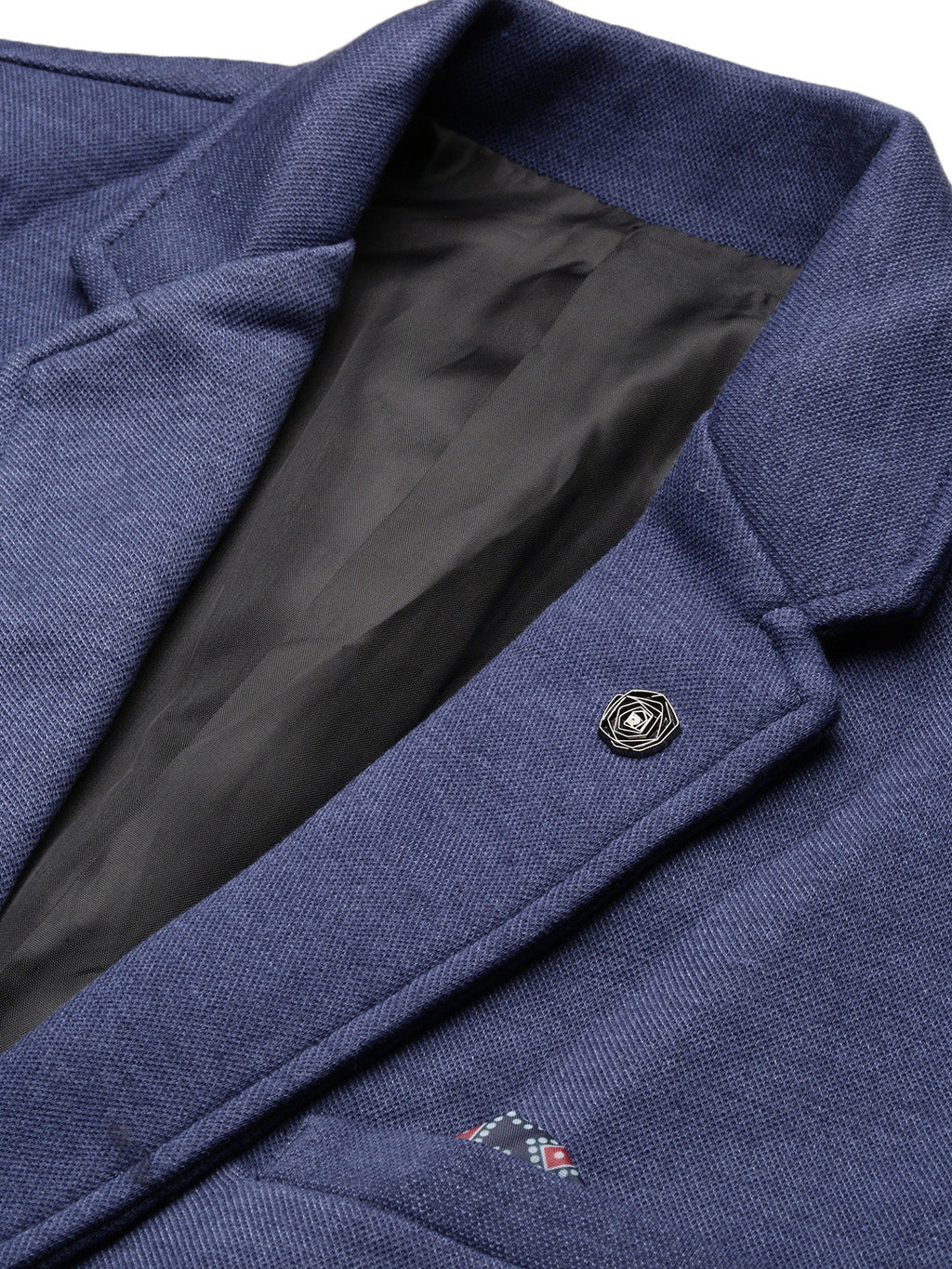 Men's Blue Tailored Single-Breasted Blazer with Notched Lapel