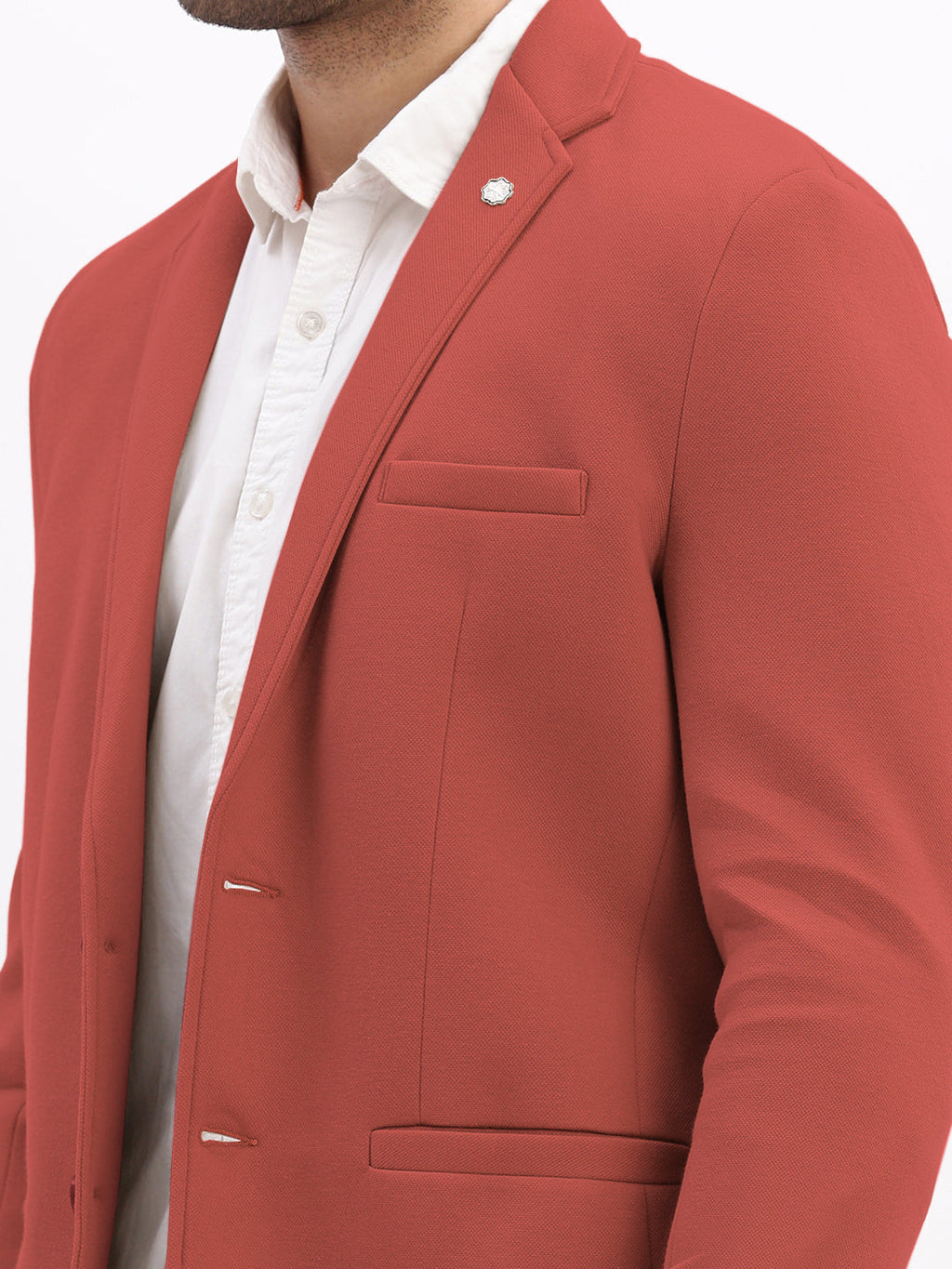 Men's Pink Single-Breasted Slim Fit Blazer with Notched Lapel