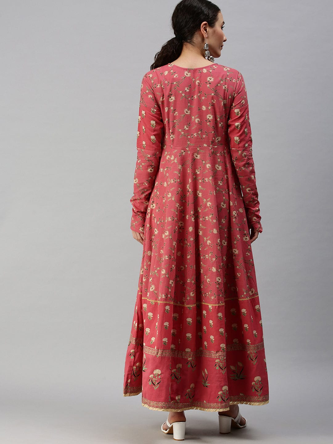 Women's Printed Pink Anarkali Kurta