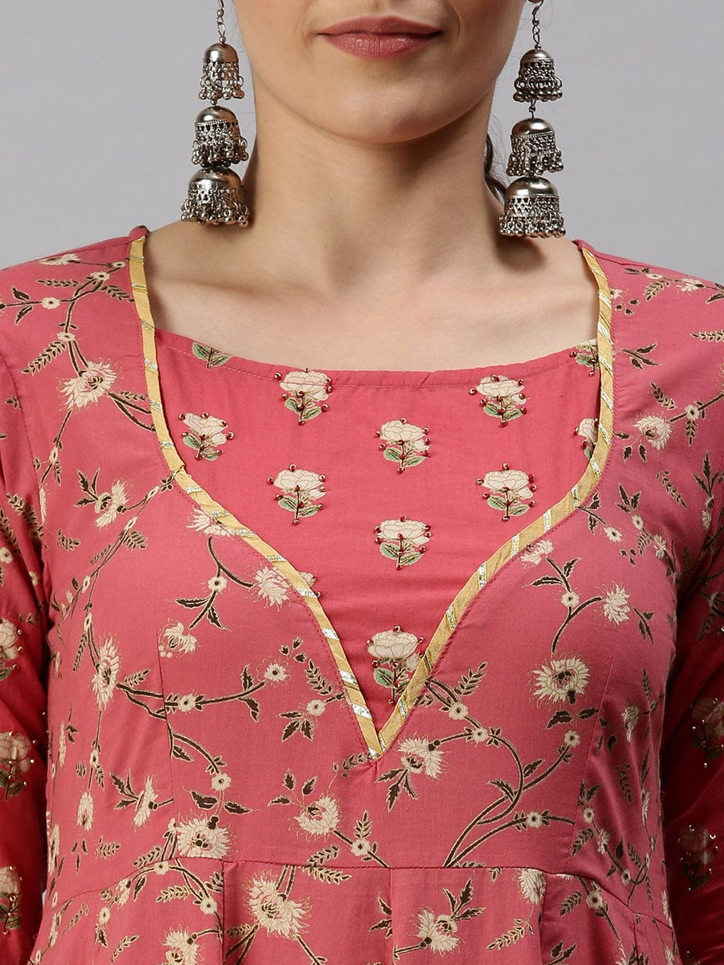 Women's Printed Pink Anarkali Kurta