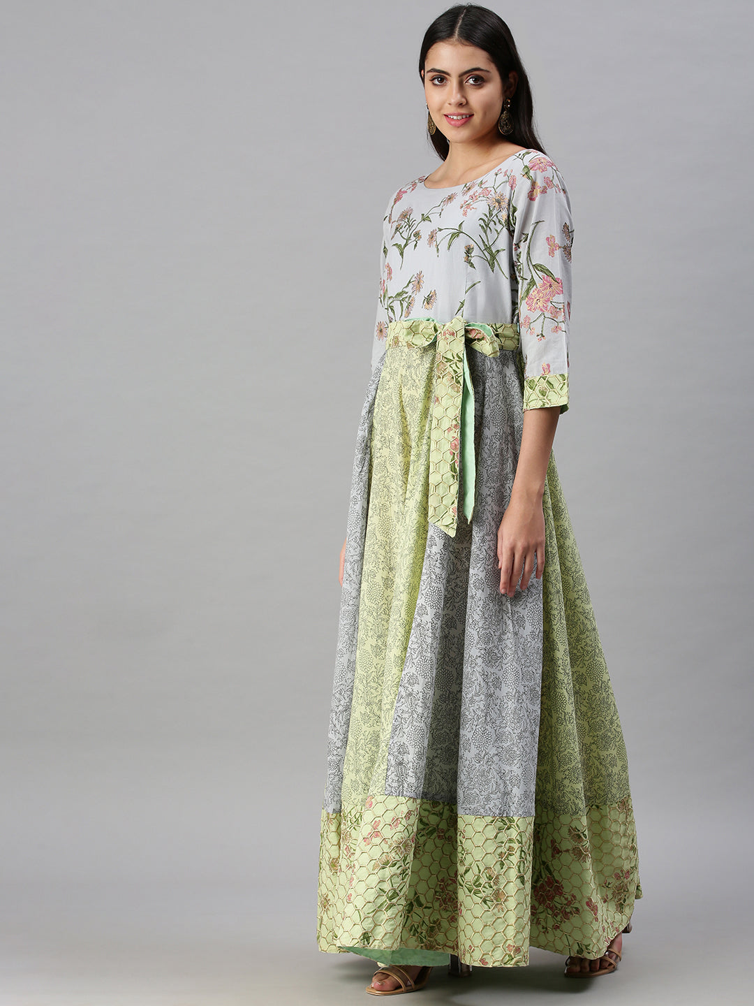 Women's Blue Floral Printed Anarkali Kurta