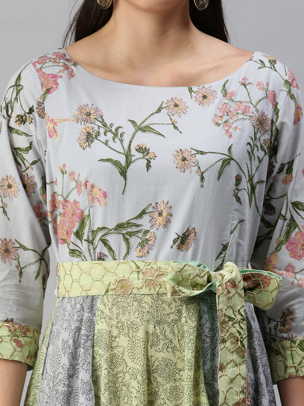 Women's Blue Floral Printed Anarkali Kurta