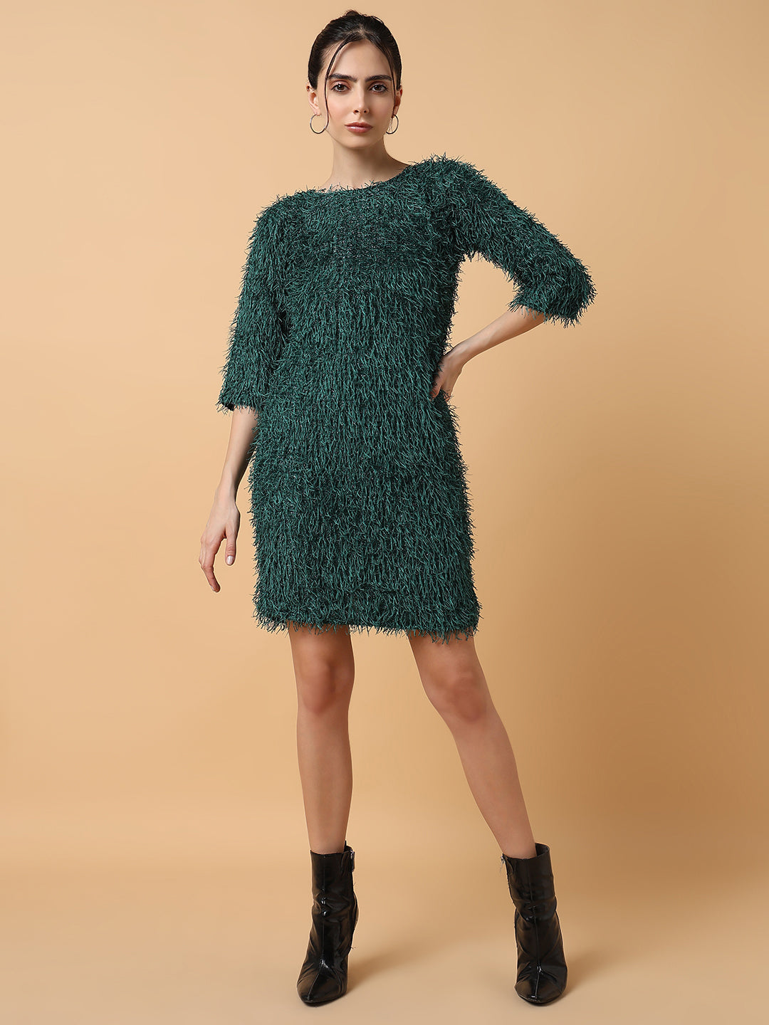 Women's Solid Sheath Green Dress