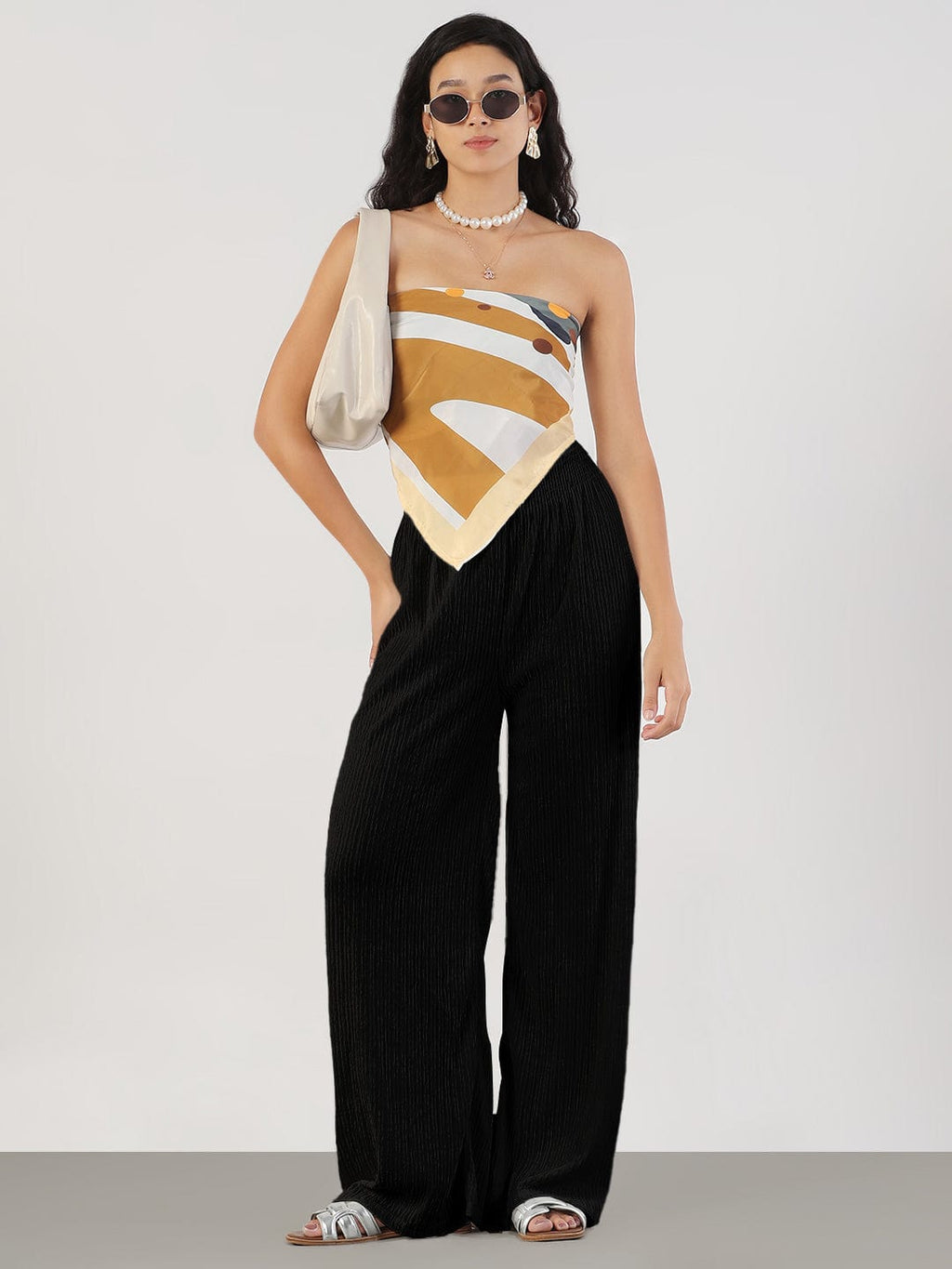 Women's Black Lycra Loose Fit Trousers