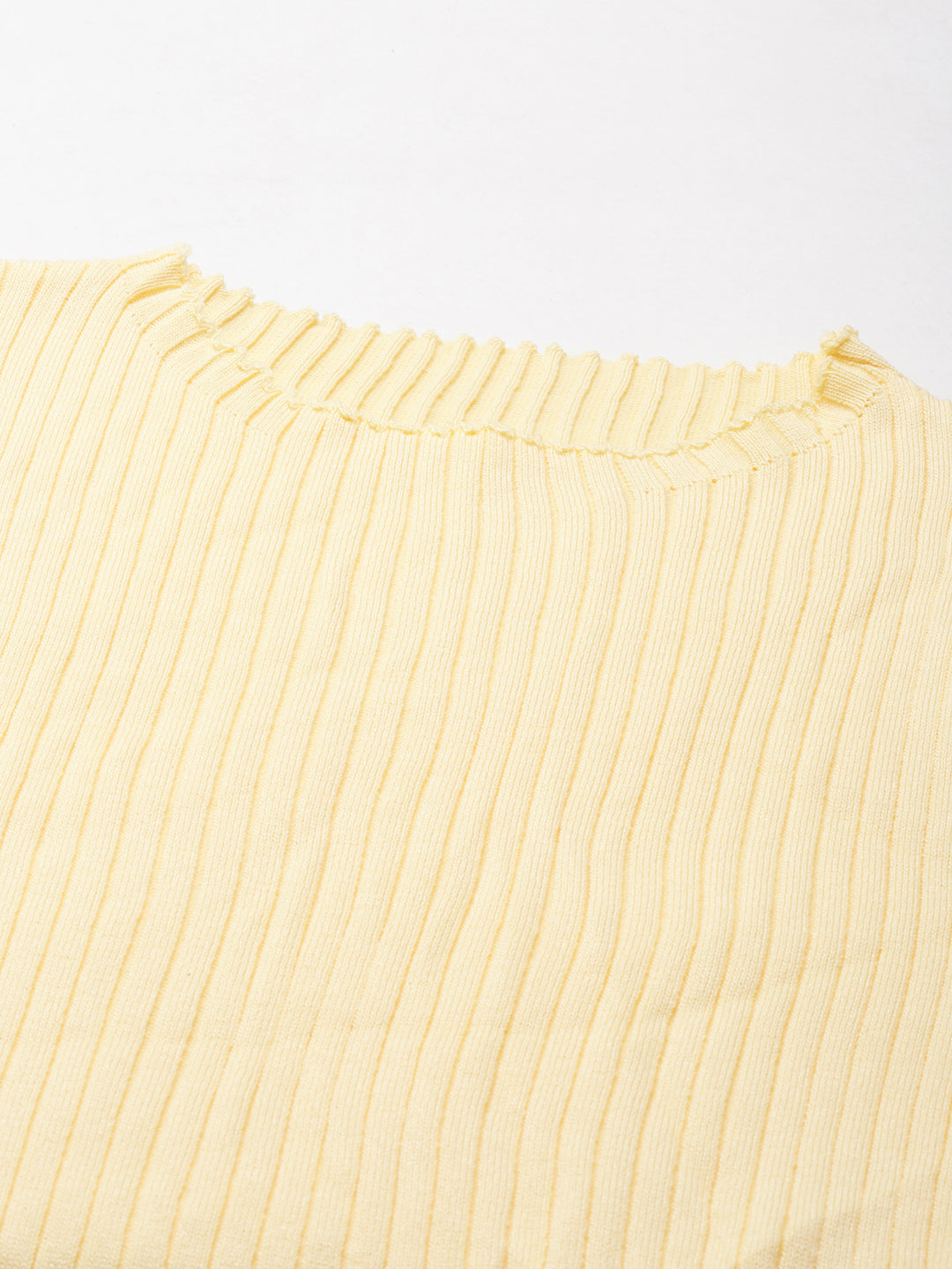 Women's Yellow Self Design Knit Bodycon Dress