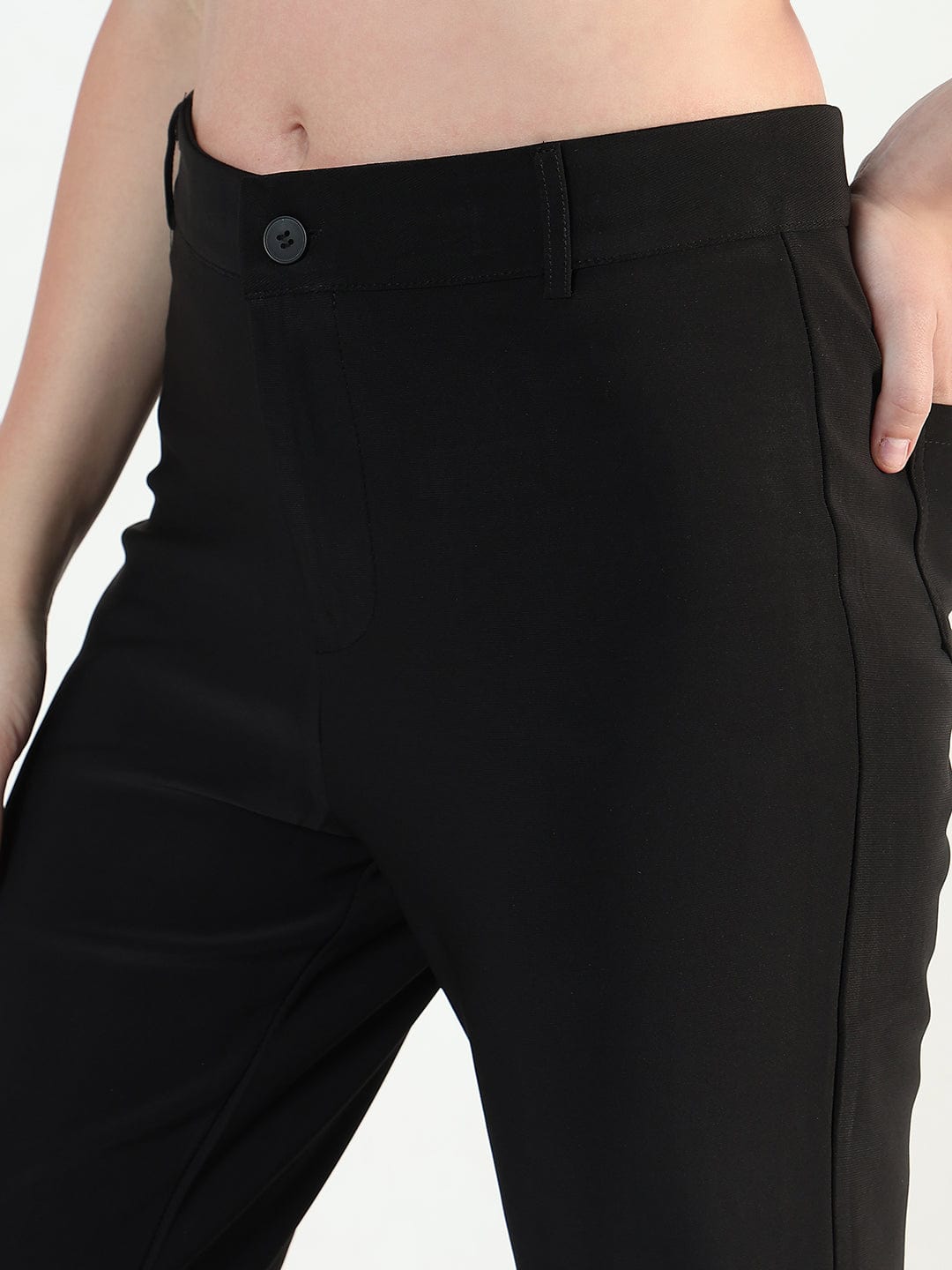 Women's Black Relaxed Fit Flared Trousers