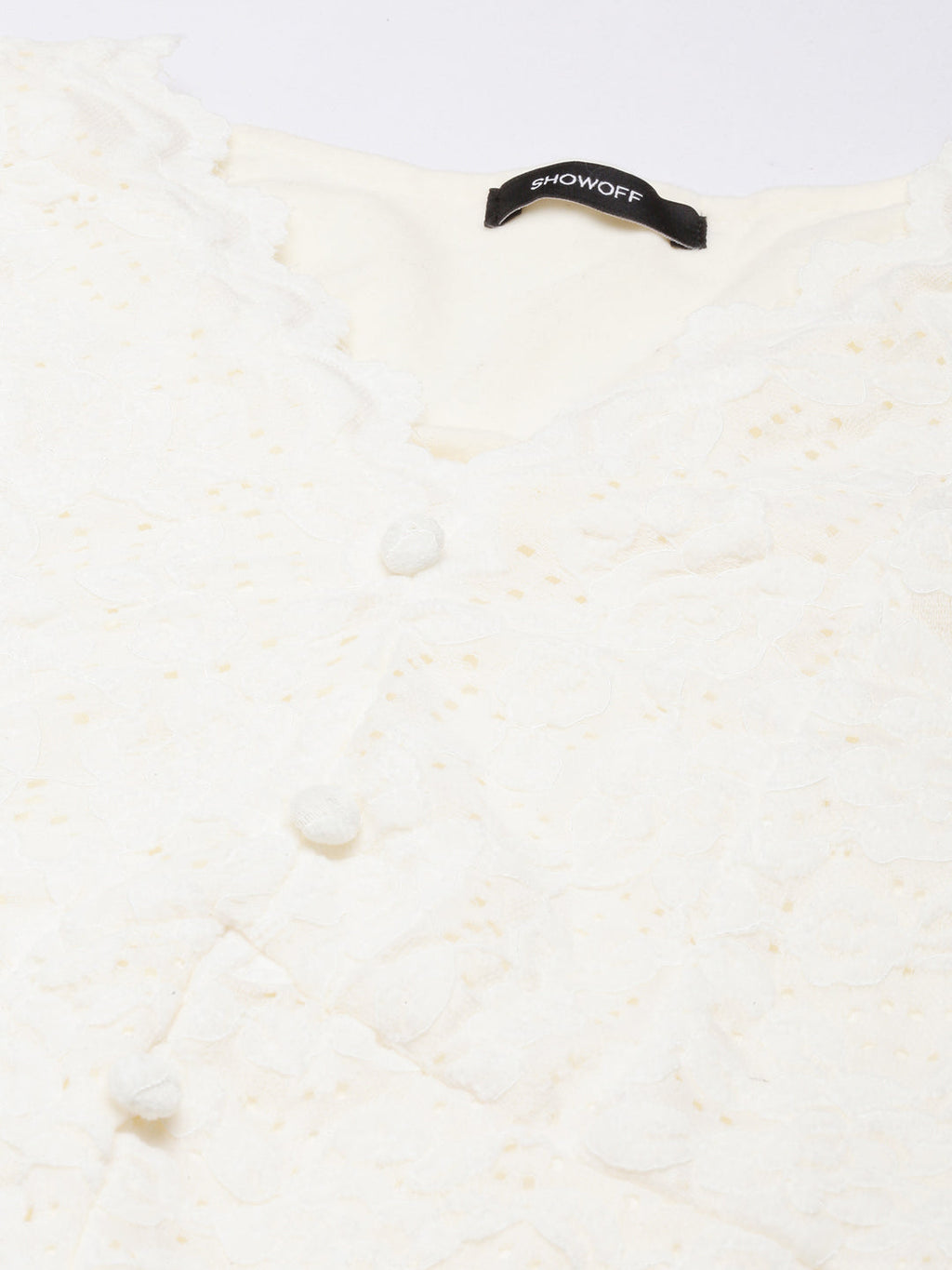 Women's Cream Floral Empire Top