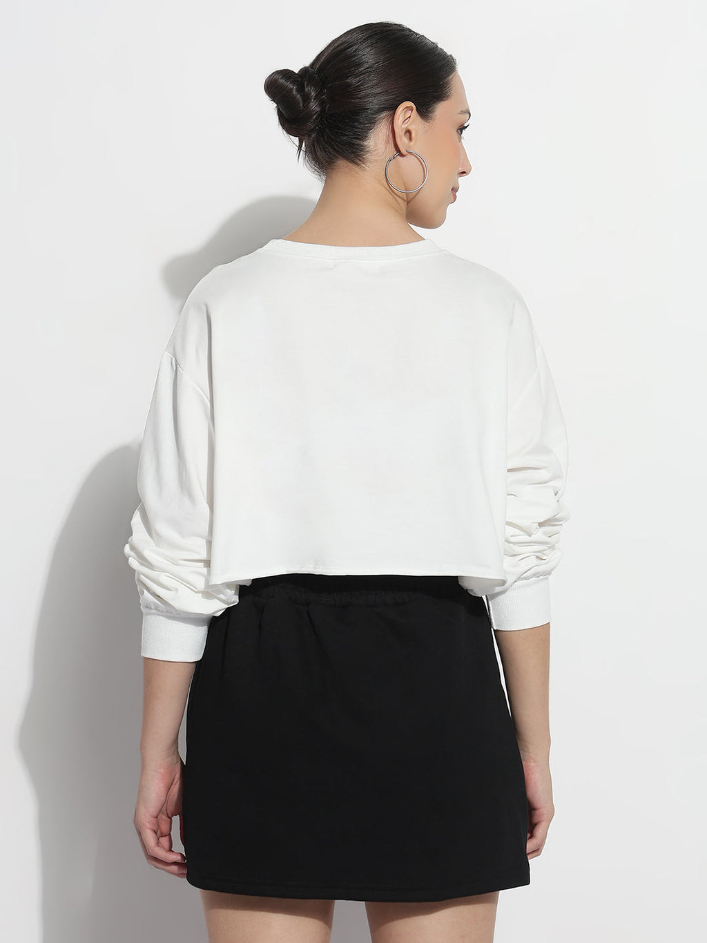 Women's Typography White Crew Neck Crop Top