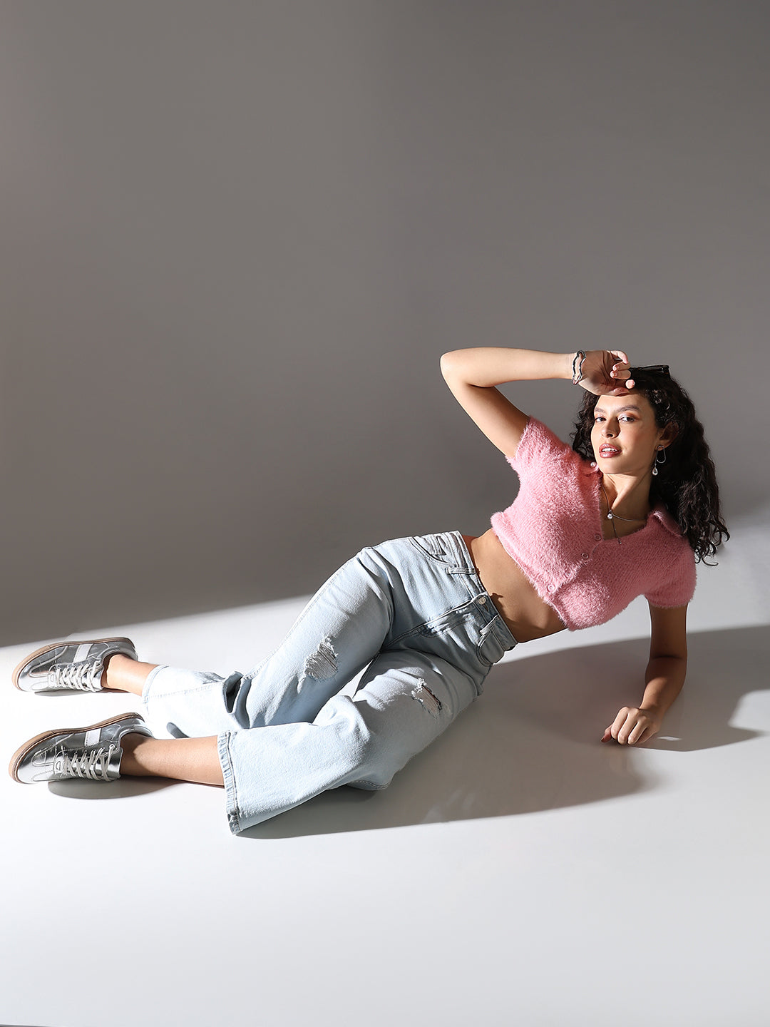 Women's Pink Fringed Crop Top