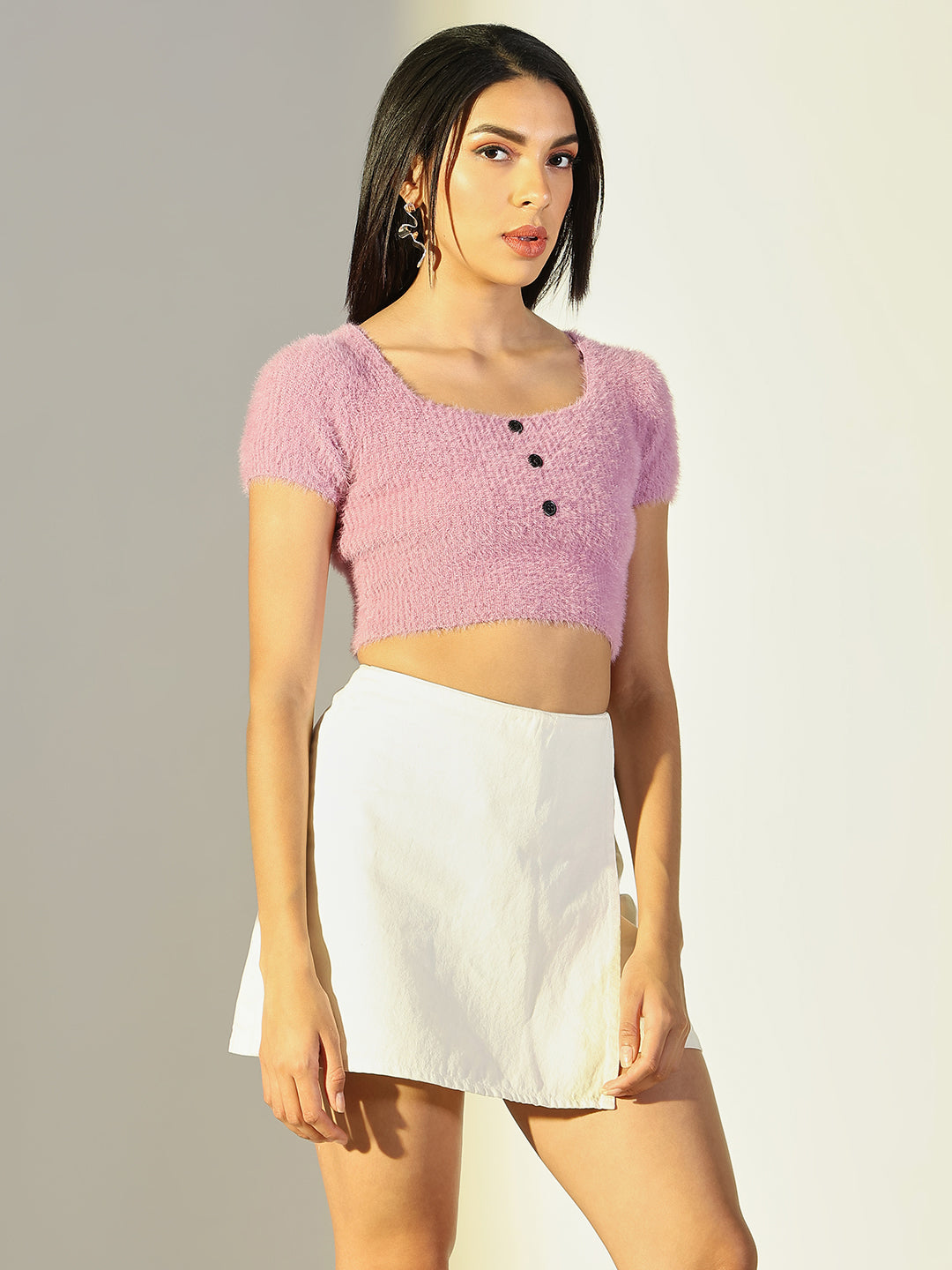 Women's Purple Fitted Crop Top