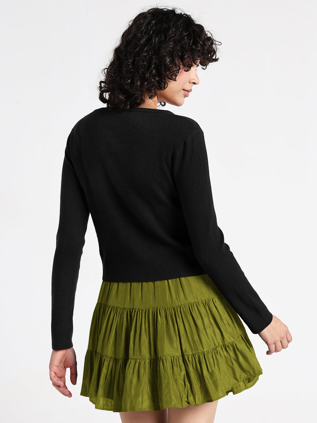 Women's Black Textured Knit Top