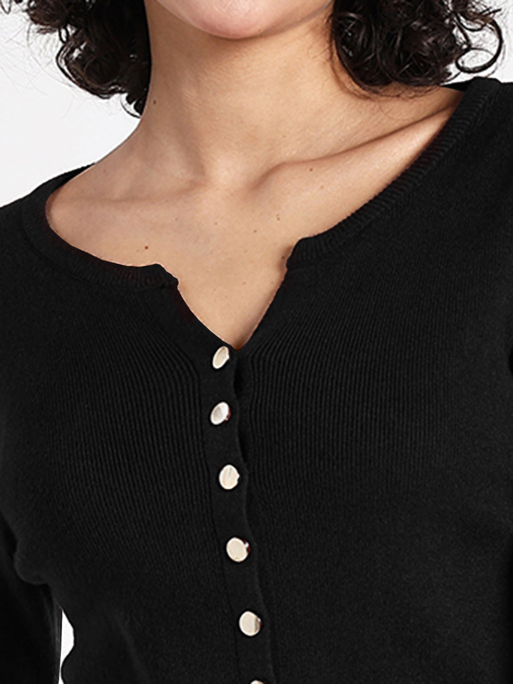 Women's Black Textured Knit Top