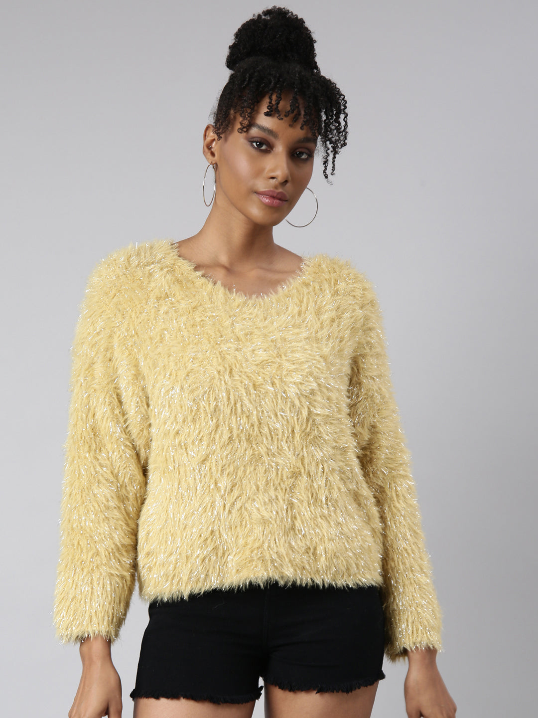 Women's Yellow Round Neck Top