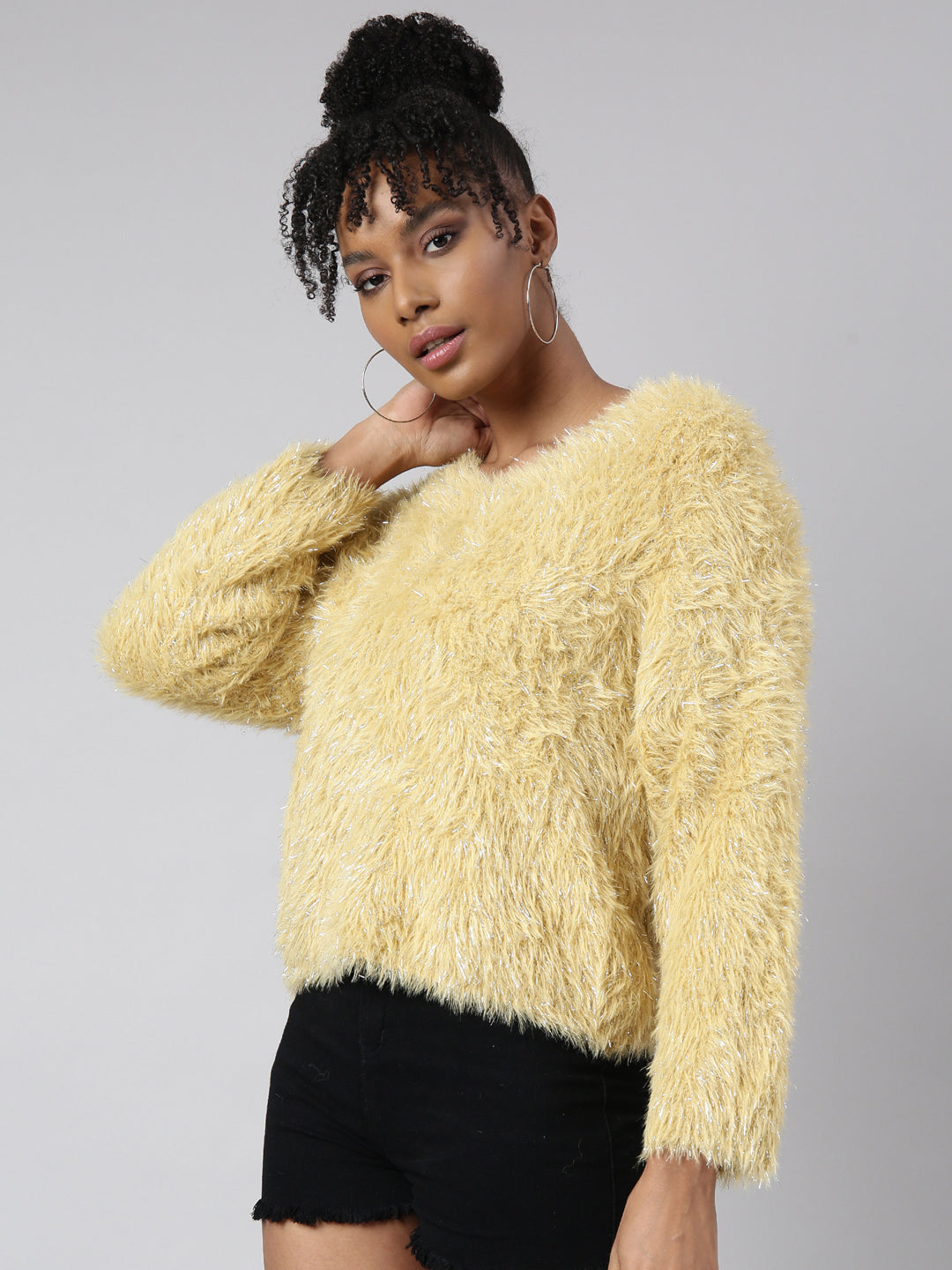 Women's Yellow Round Neck Top