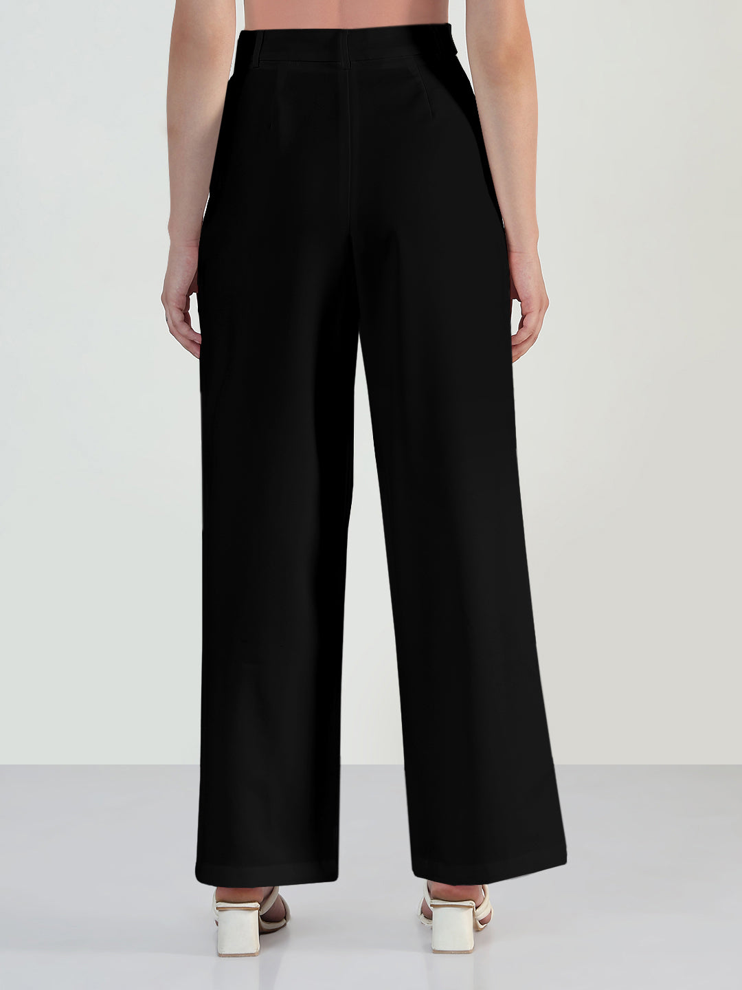Women's Black Wide Leg Trousers with Wrap around