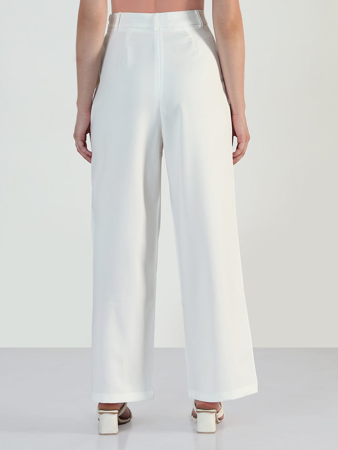 Women's White Wide Leg Trousers with Wrap around