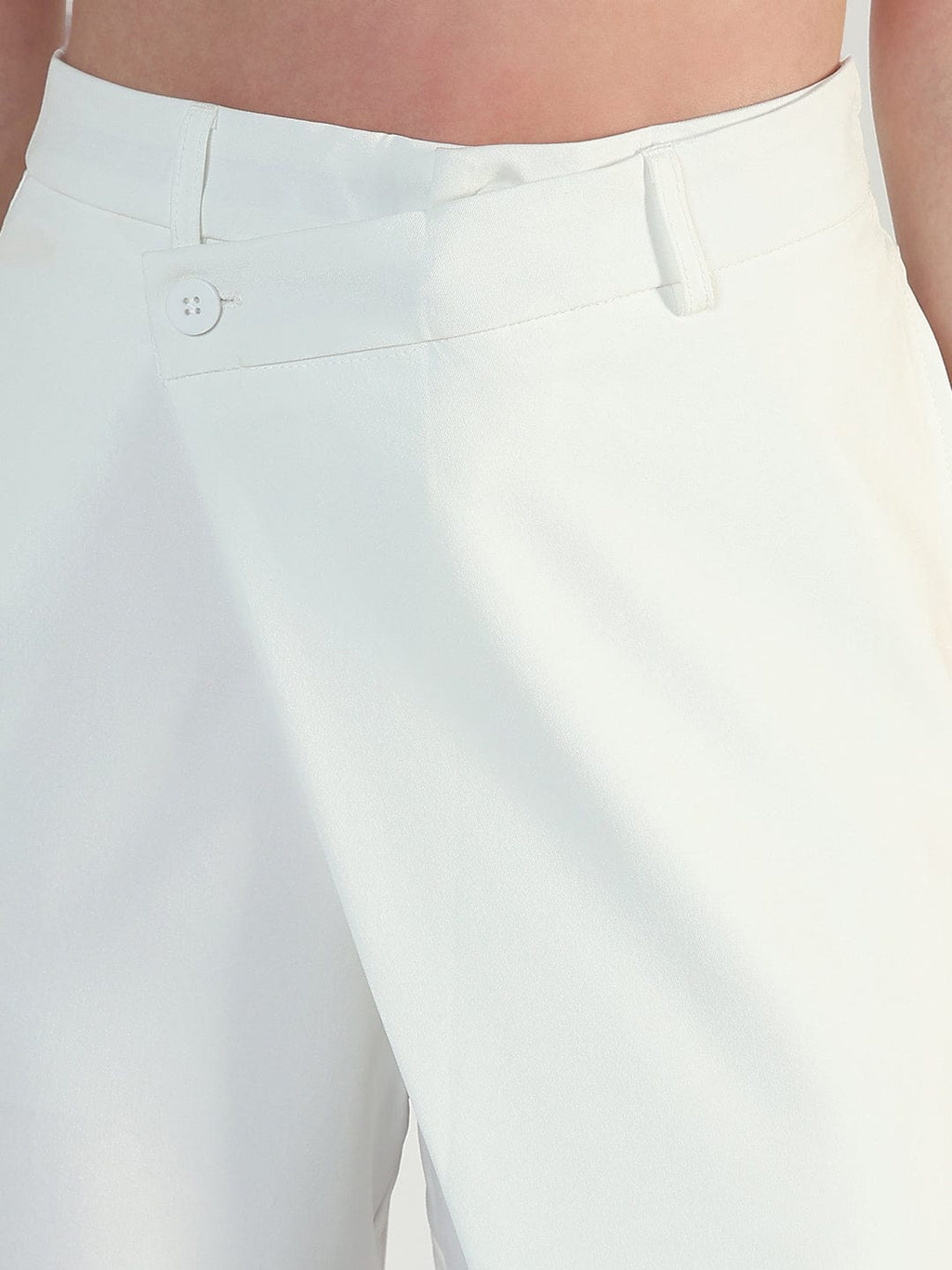 Women's White Wide Leg Trousers with Wrap around