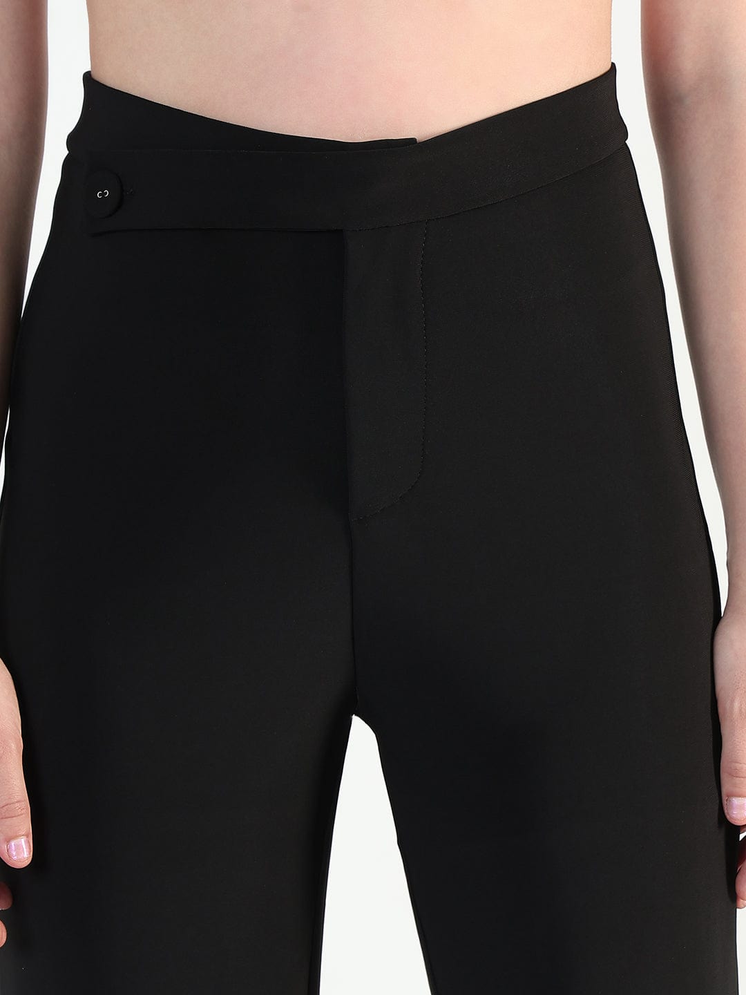 Women's Black Relaxed Fit Wide Leg Trousers