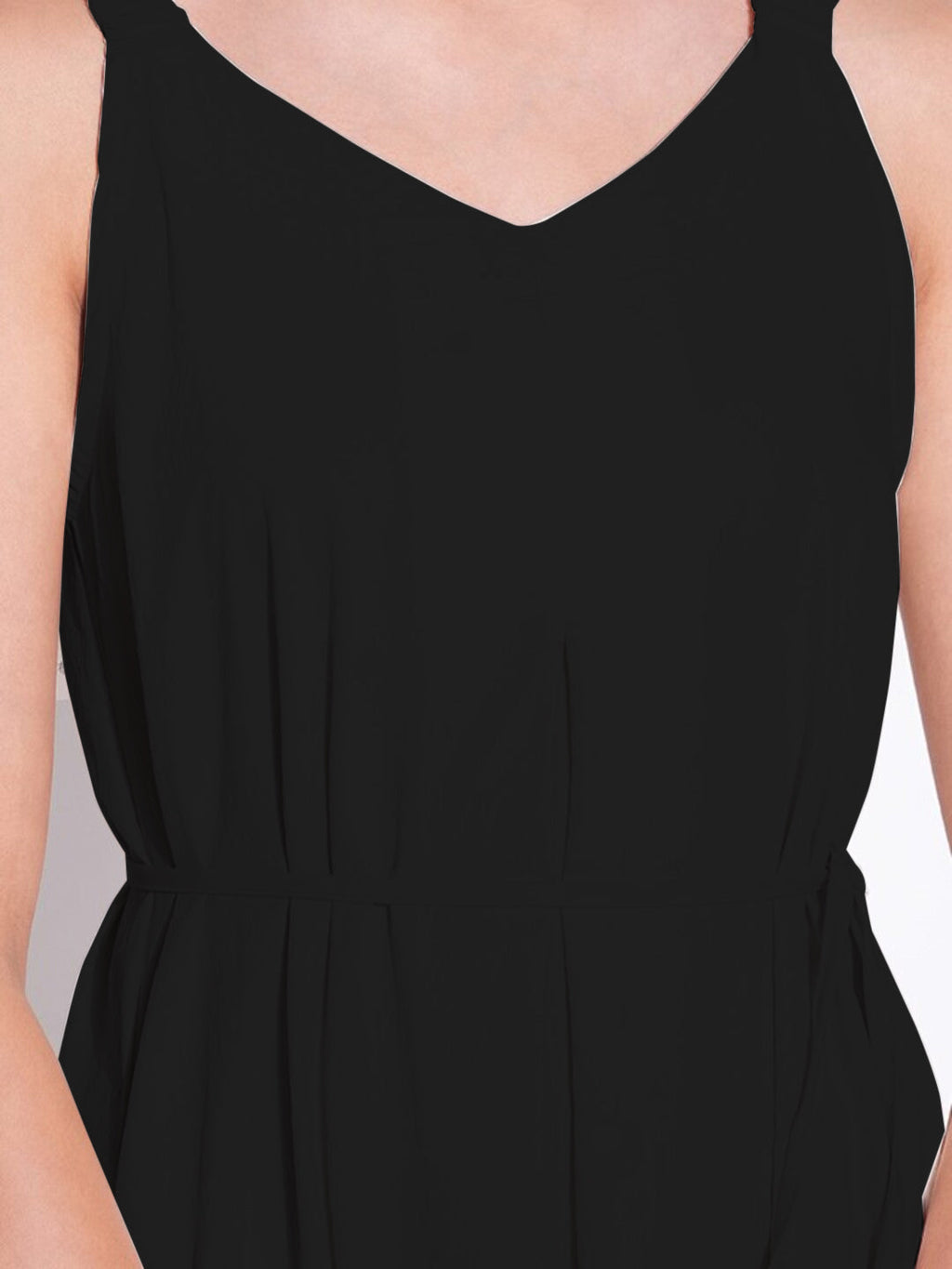 Women's Black Solid Fit and Flare Dress