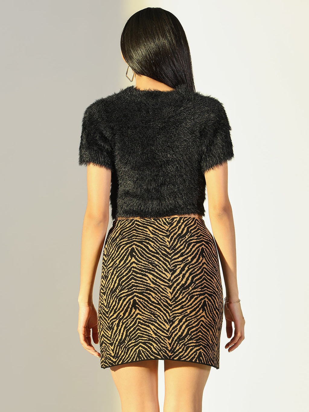 Women's Black Fringed Crop Top