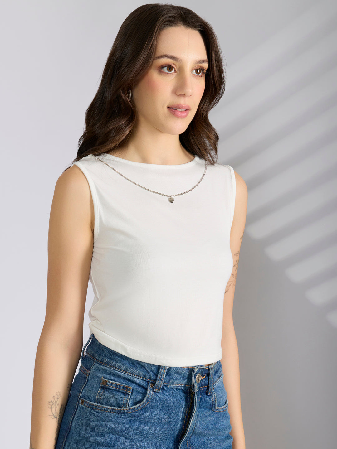 Women's Checked Pink Shirt Style Top with Chain