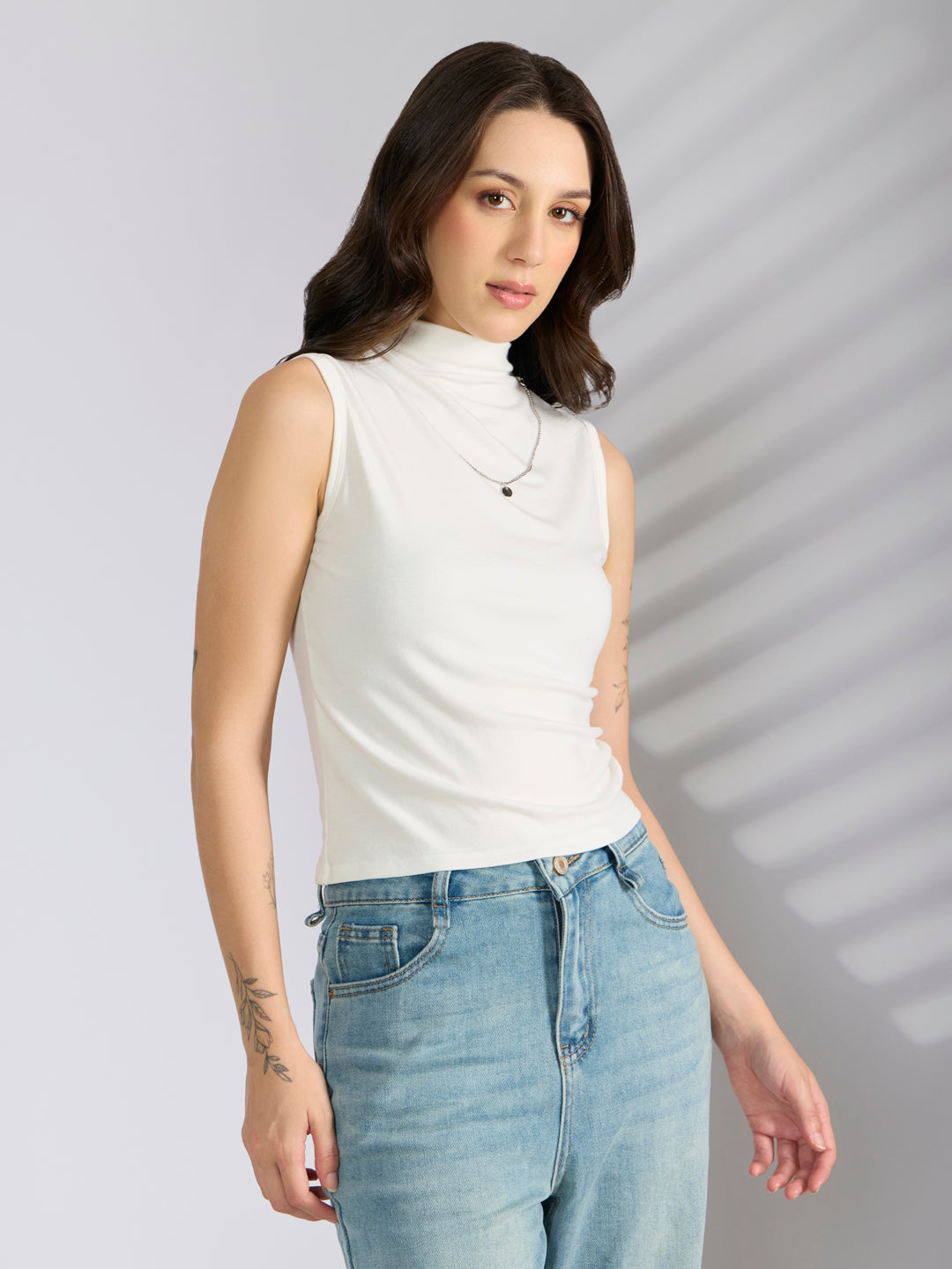 Women's Checked Maroon Oversized Top with Chain