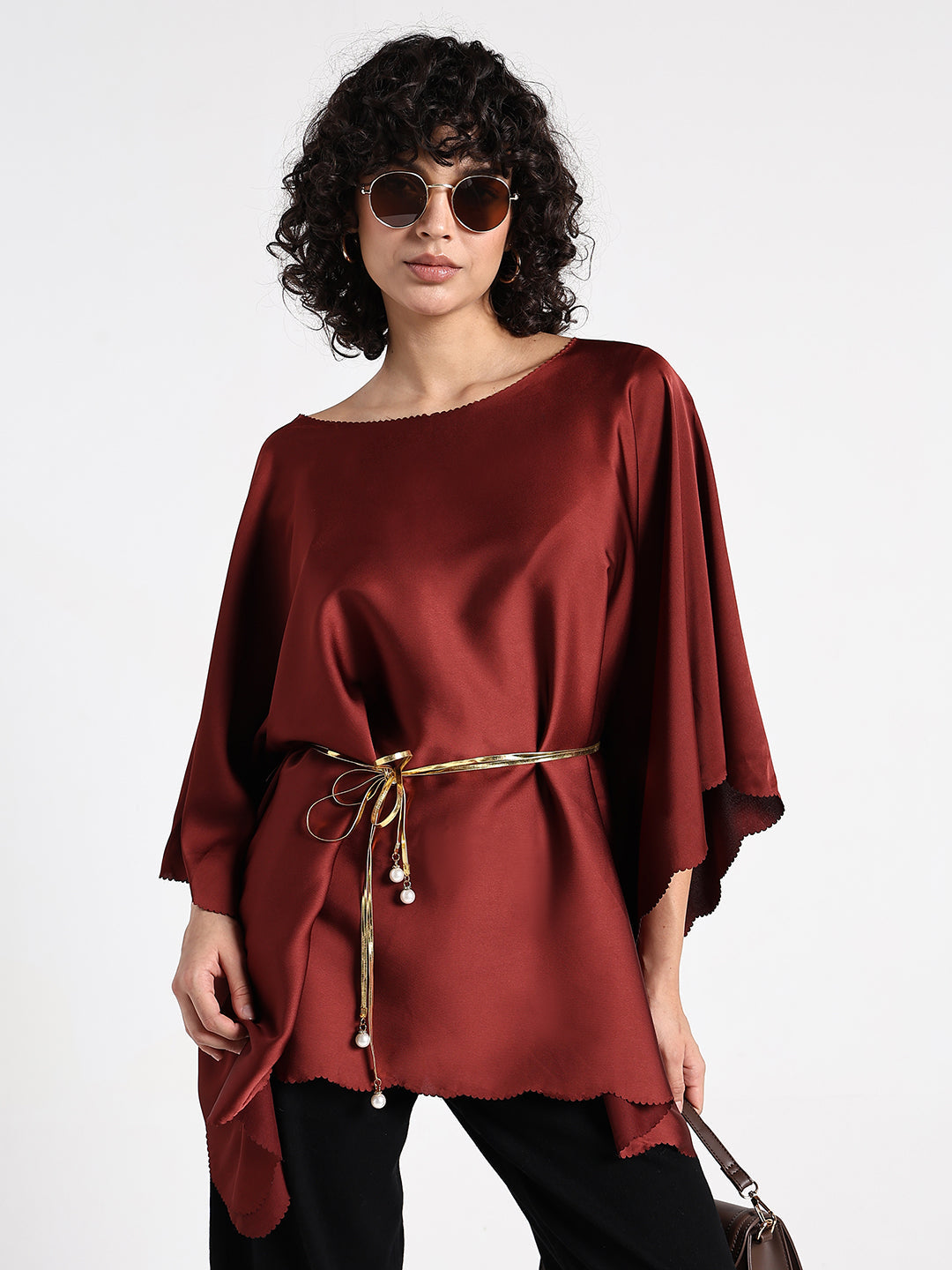 Women's Maroon Kaftan Top