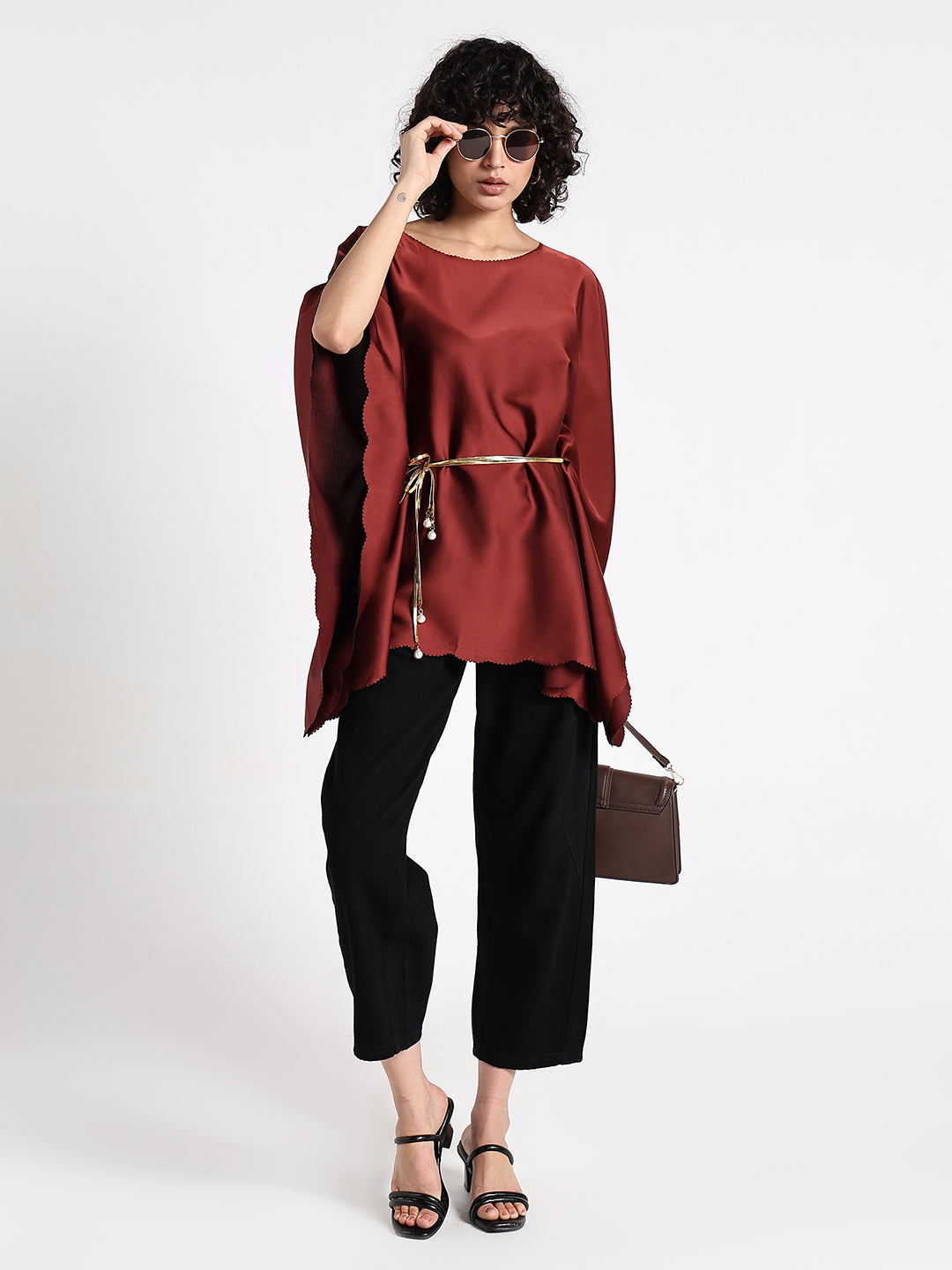 Women's Maroon Kaftan Top