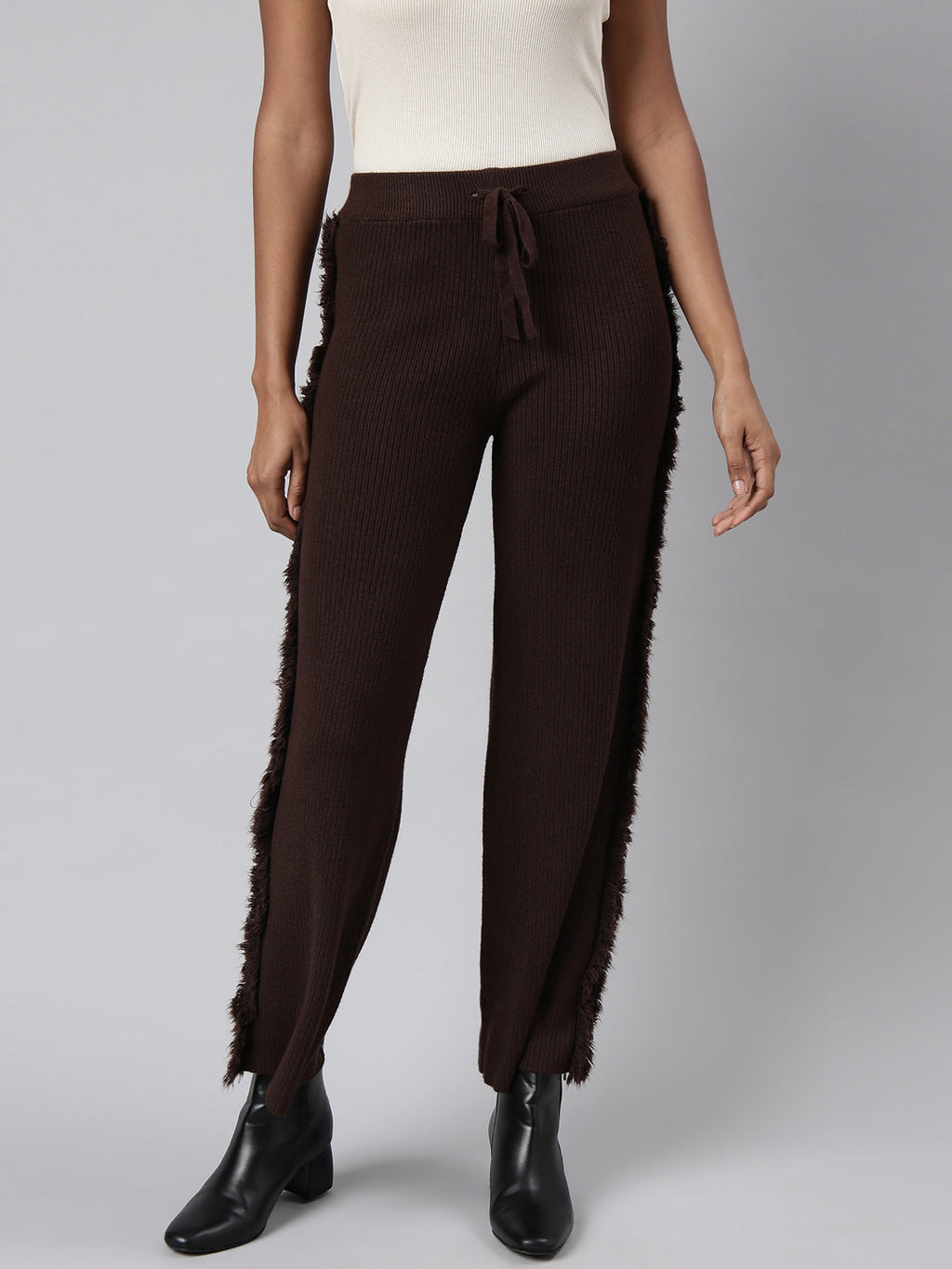 Women's Brown Comfort Straight Fit Trouser