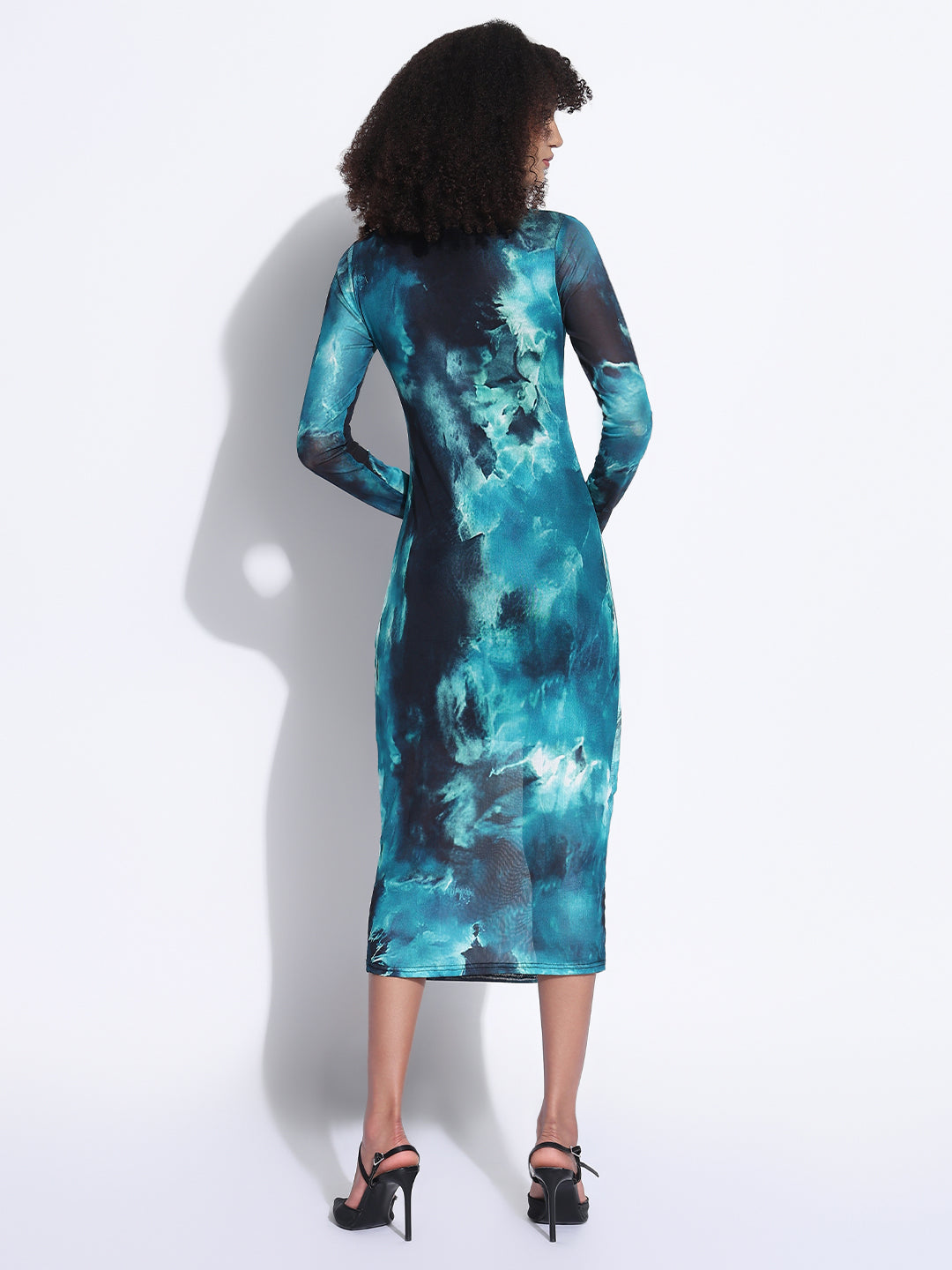 Women's Abstract Teal Bodycon Dress