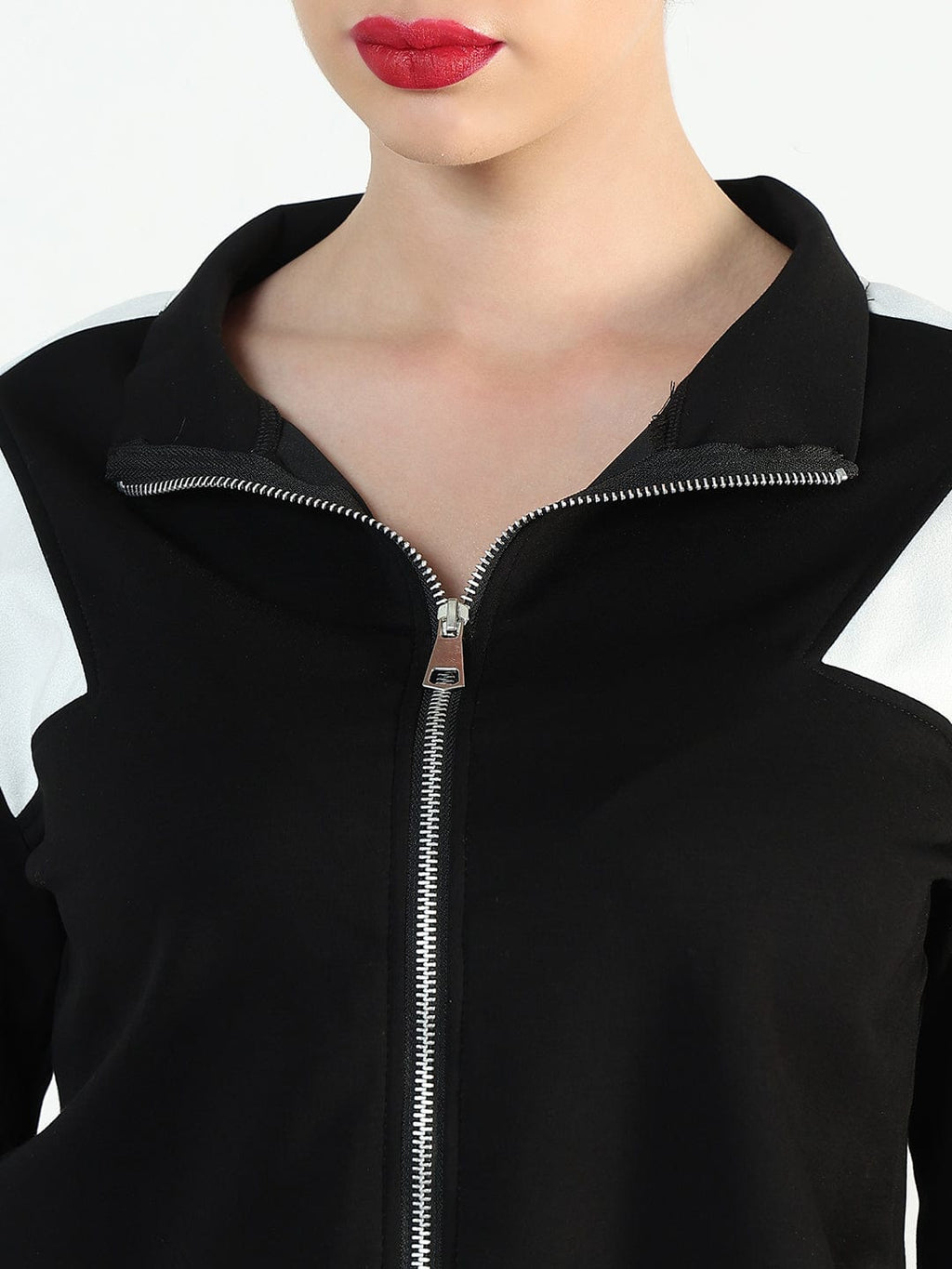 Women's Colourblocked Black High-Low Short Top