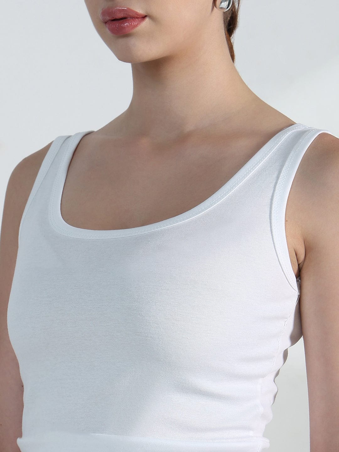 Women's Black Zip up Cropped Sweatshirt with Tank Top