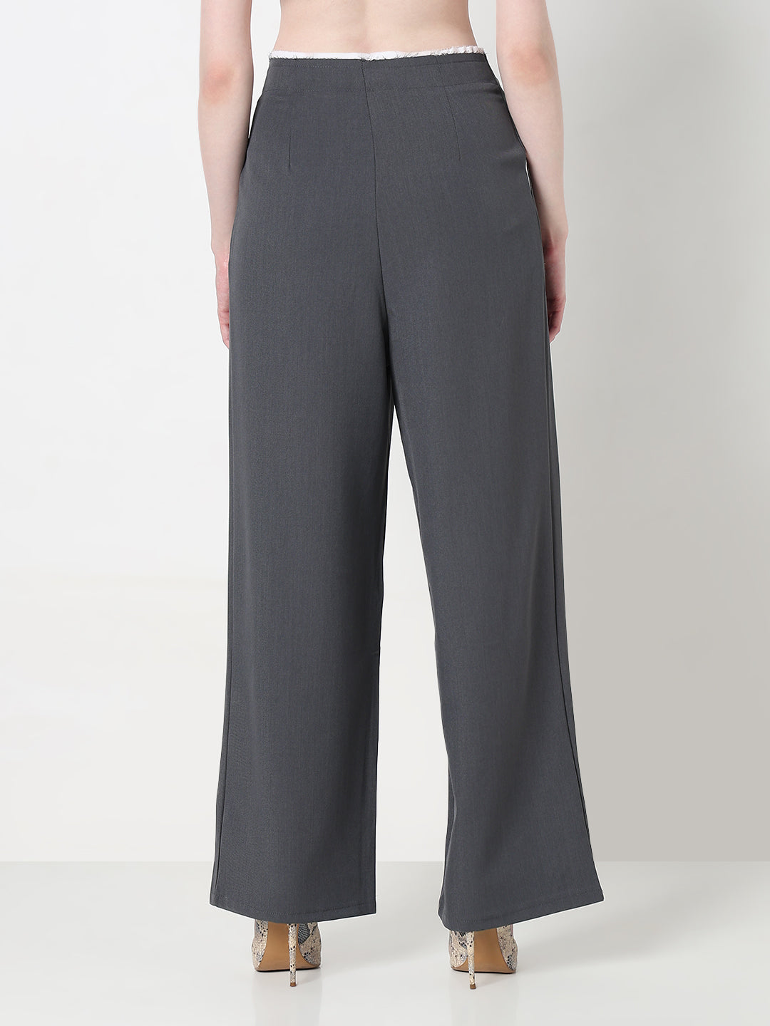 Women's Grey Pleated Trousers